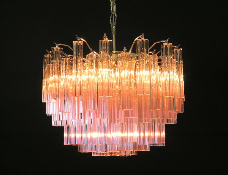Blown Glass Gorgeous Murano Vintage Chandelier, 107 Pink Quadriedri