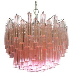 Gorgeous Murano Vintage Chandelier, 107 Pink Quadriedri