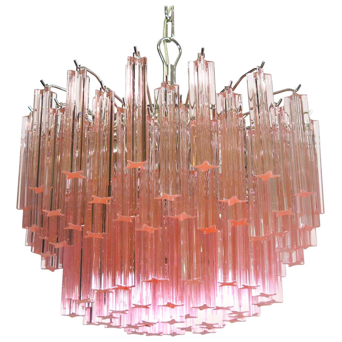 Gorgeous Murano Vintage Chandelier, 107 Pink Quadriedri