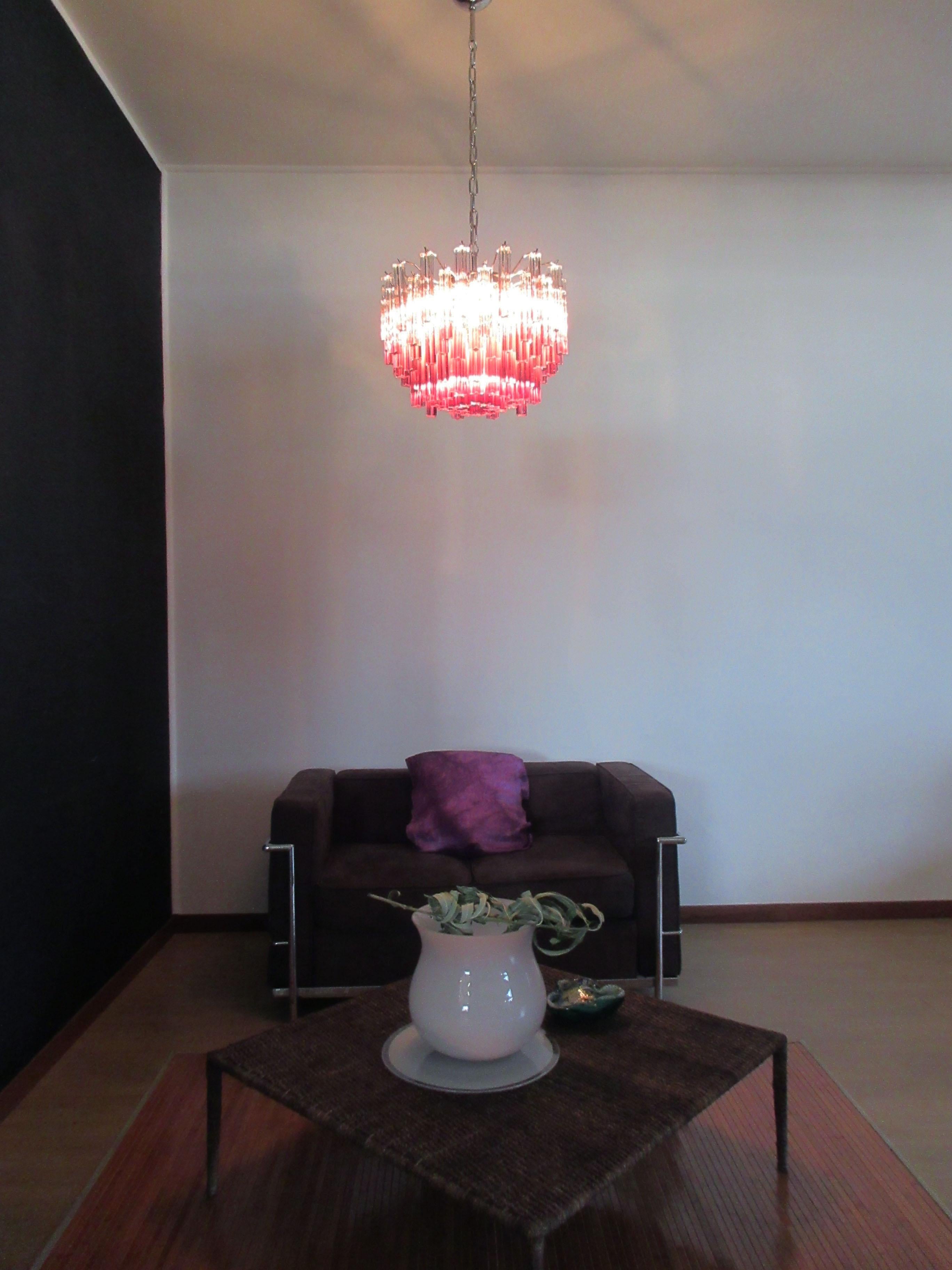 Superbe lustre vintage de Murano, abat-jour en améthyste Quadriedri 107 en vente 3