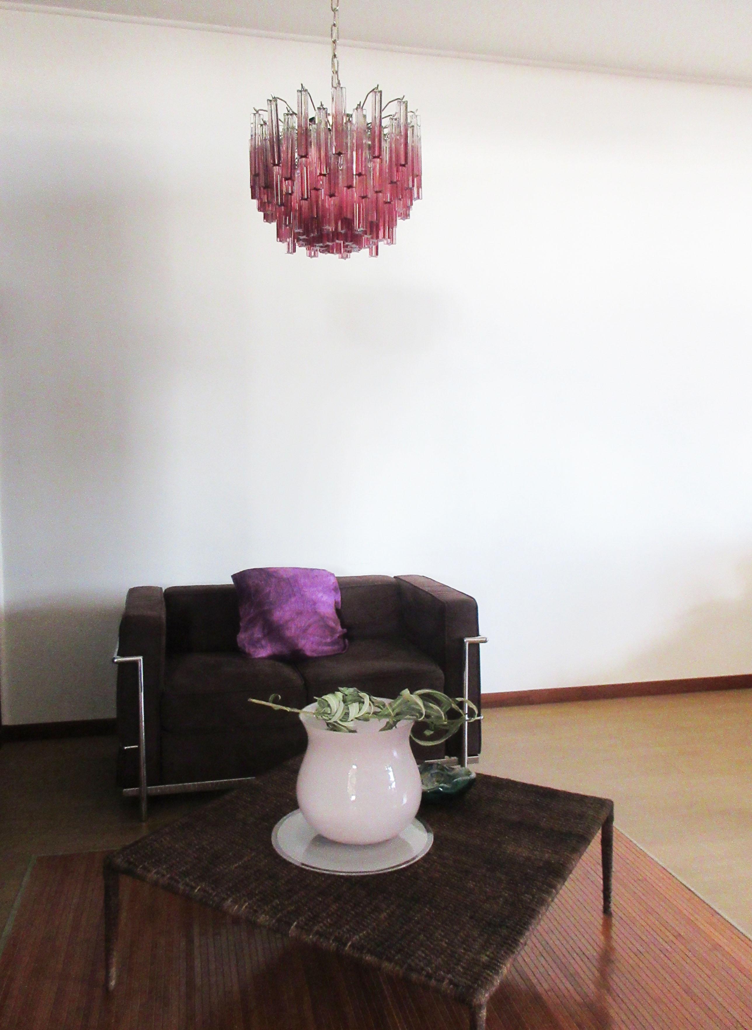 Superbe lustre vintage de Murano, abat-jour en améthyste Quadriedri 107 en vente 5