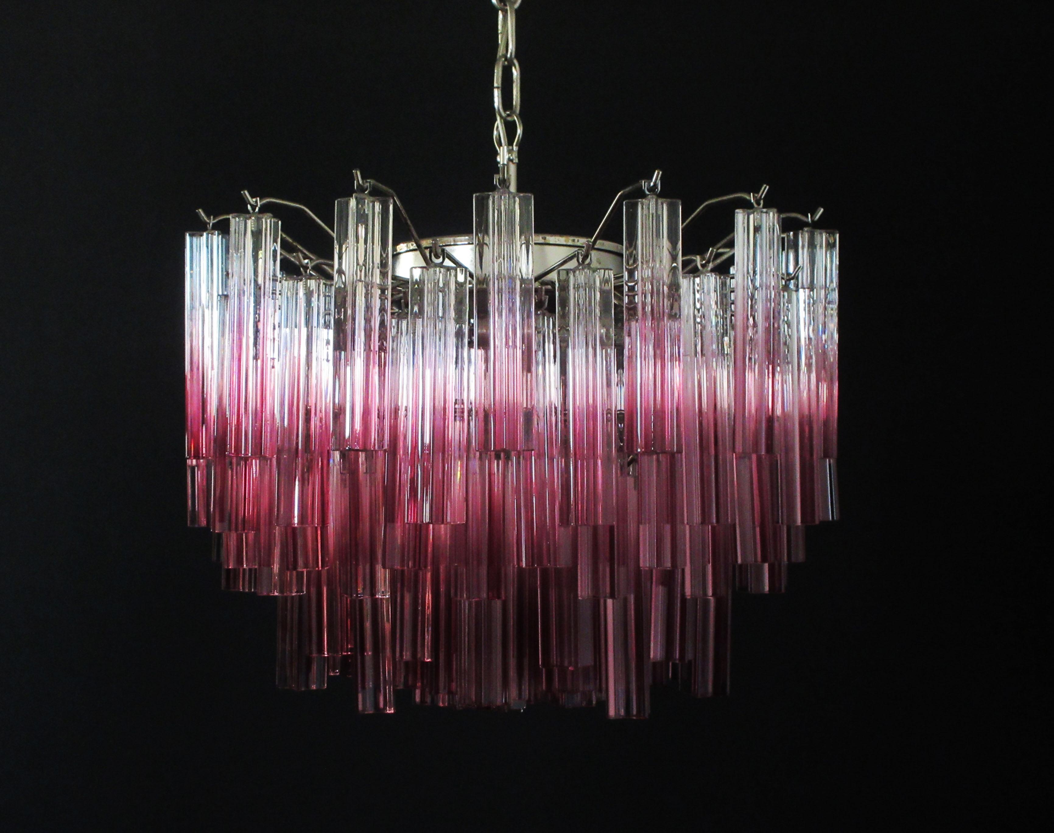 Superbe lustre vintage de Murano, abat-jour en améthyste Quadriedri 107 en vente 6