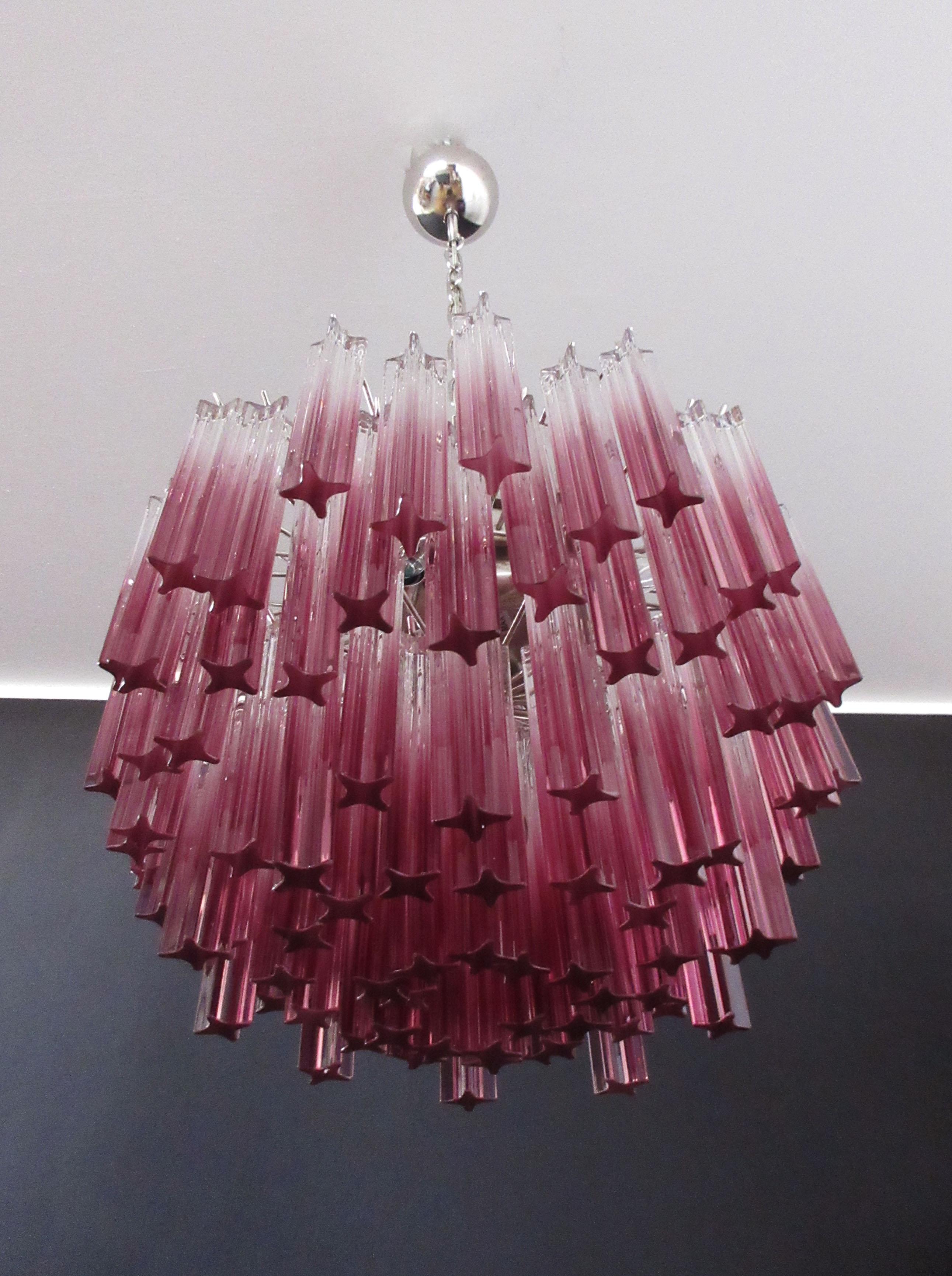 Superbe lustre vintage de Murano, abat-jour en améthyste Quadriedri 107 en vente 8