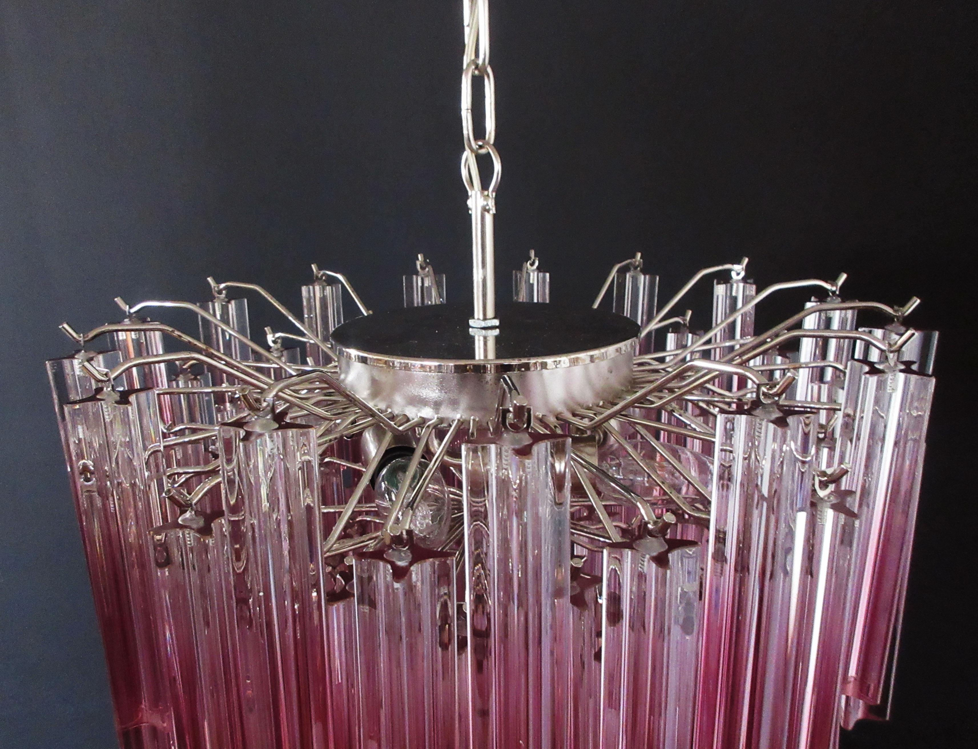 Superbe lustre vintage de Murano, abat-jour en améthyste Quadriedri 107 en vente 9