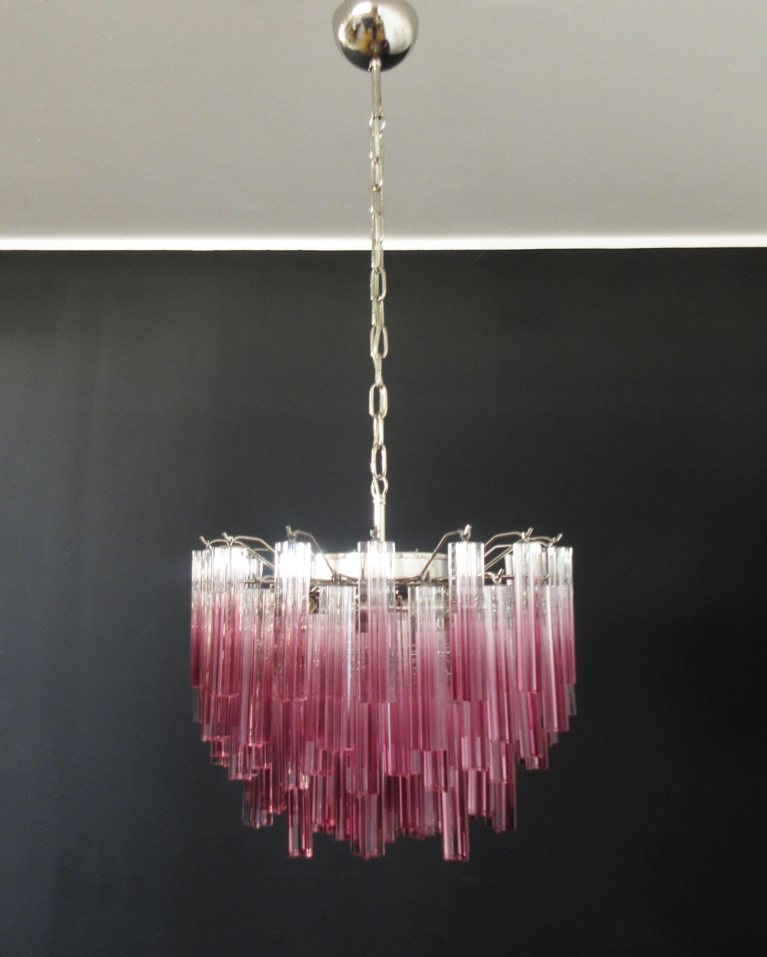 Superbe lustre vintage de Murano, abat-jour en améthyste Quadriedri 107 en vente 10