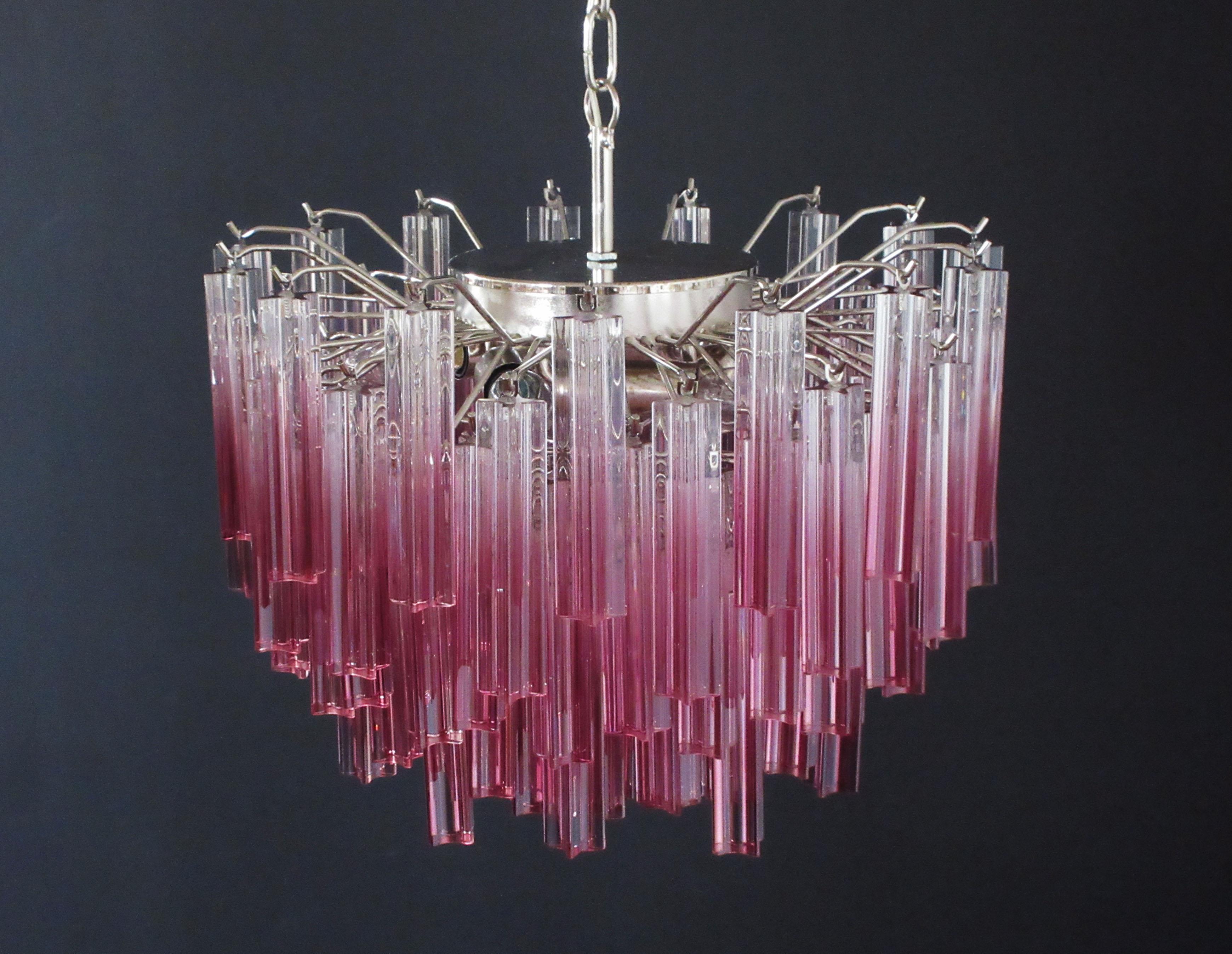 Mid-Century Modern Superbe lustre vintage de Murano, abat-jour en améthyste Quadriedri 107 en vente