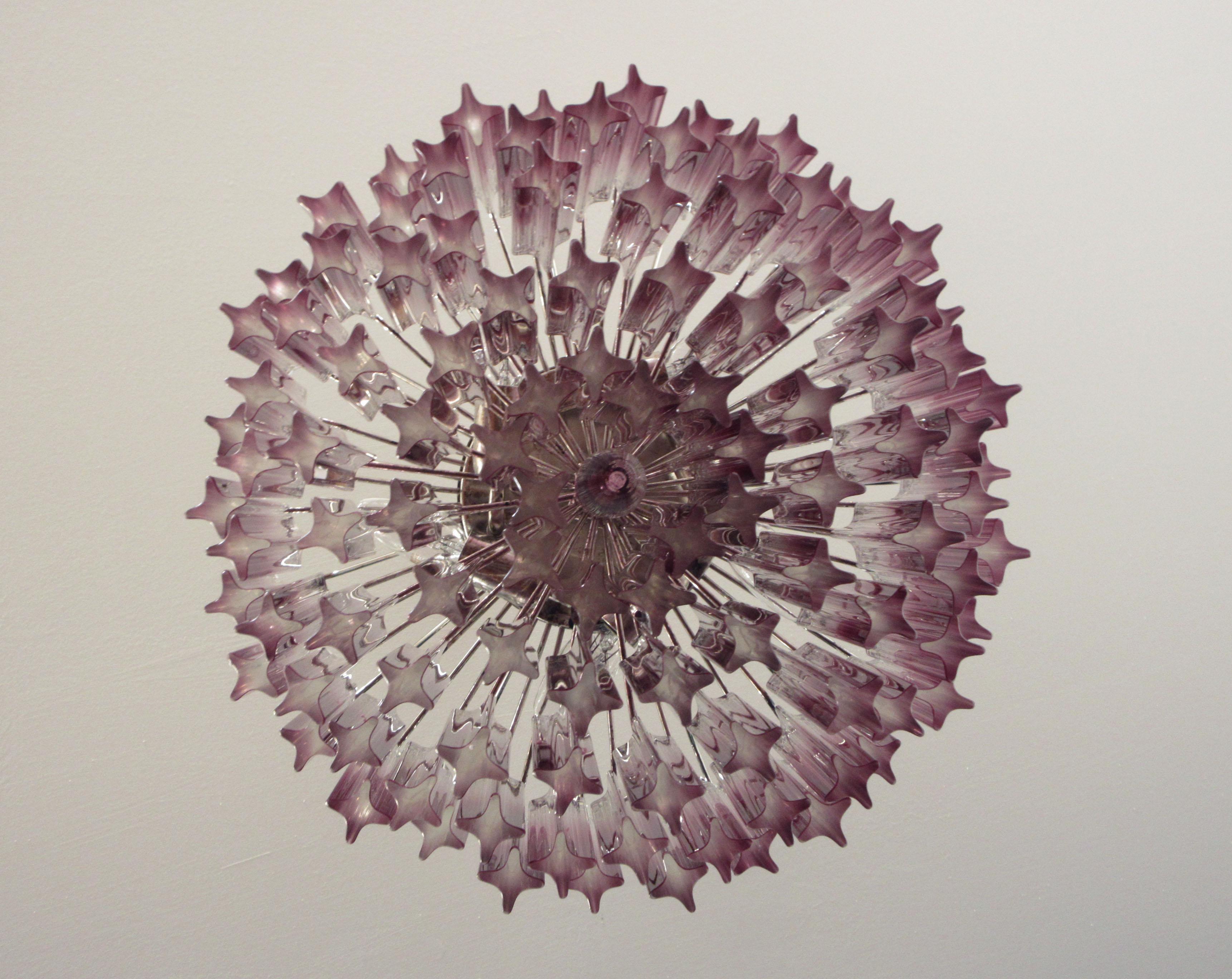 Glass Gorgeous Murano Vintage Chandelier, 107 Quadriedri Amethyst Shade For Sale