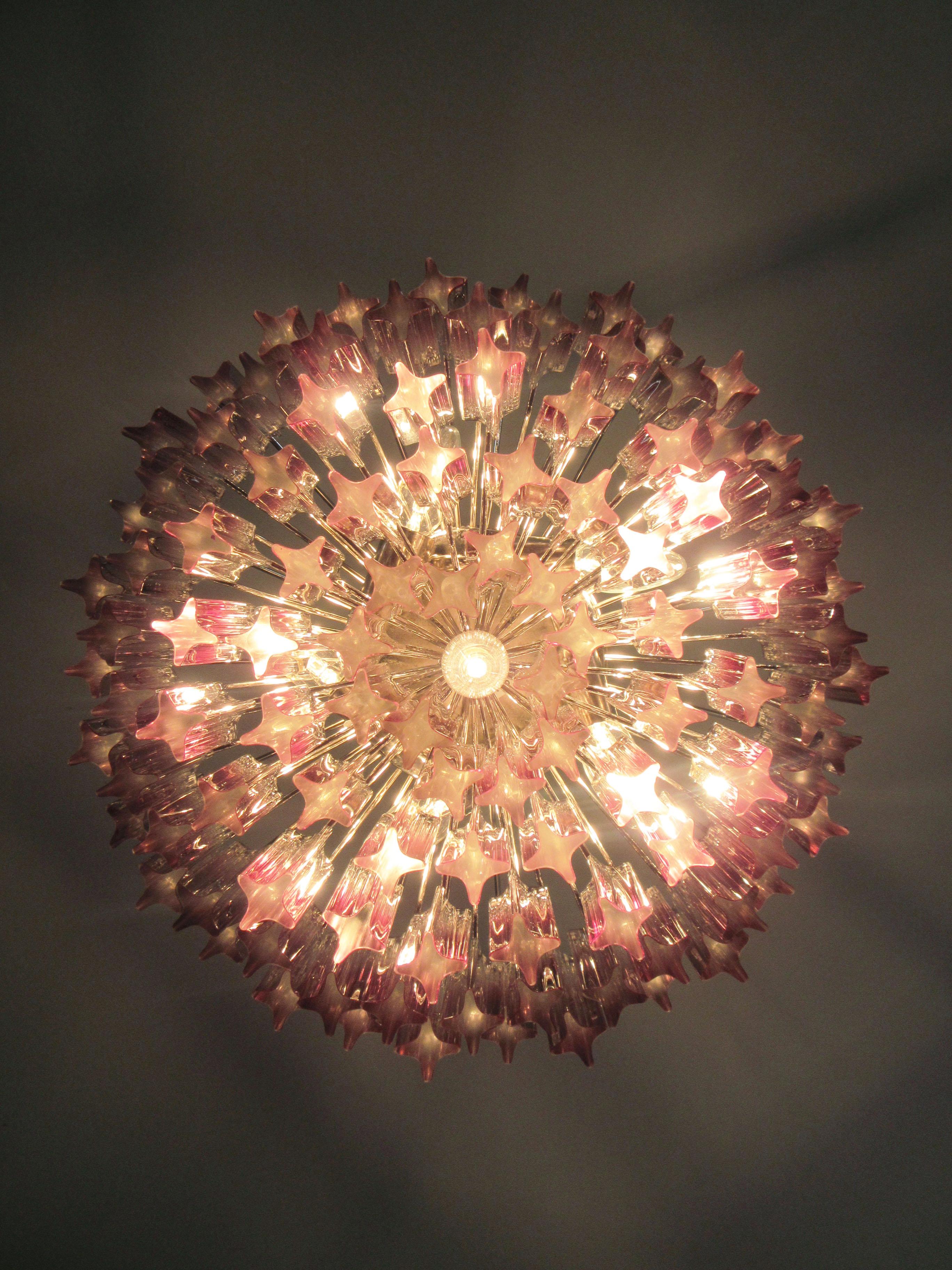 Verre d'art Superbe lustre vintage de Murano, abat-jour en améthyste Quadriedri 107 en vente