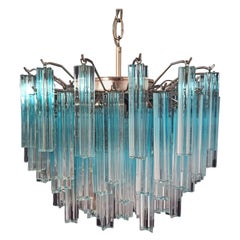 Gorgeous Murano Vintage Chandelier, 107 Quadriedri Blue Shade