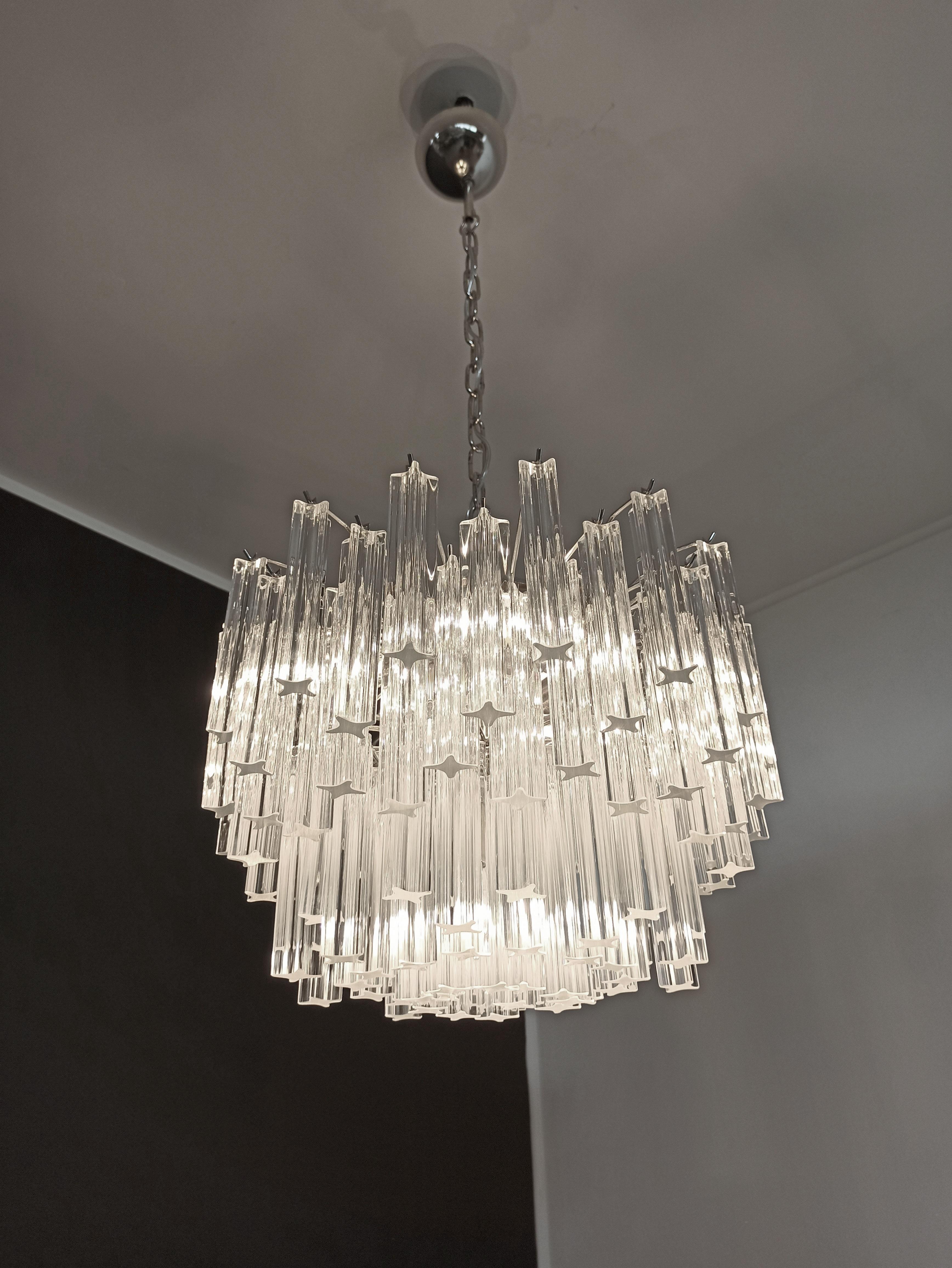 Gorgeous Murano Vintage Chandelier, 107 Quadriedri For Sale 7