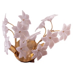 Gorgeous Murano Wall Sconce with White Flowers, 1970s