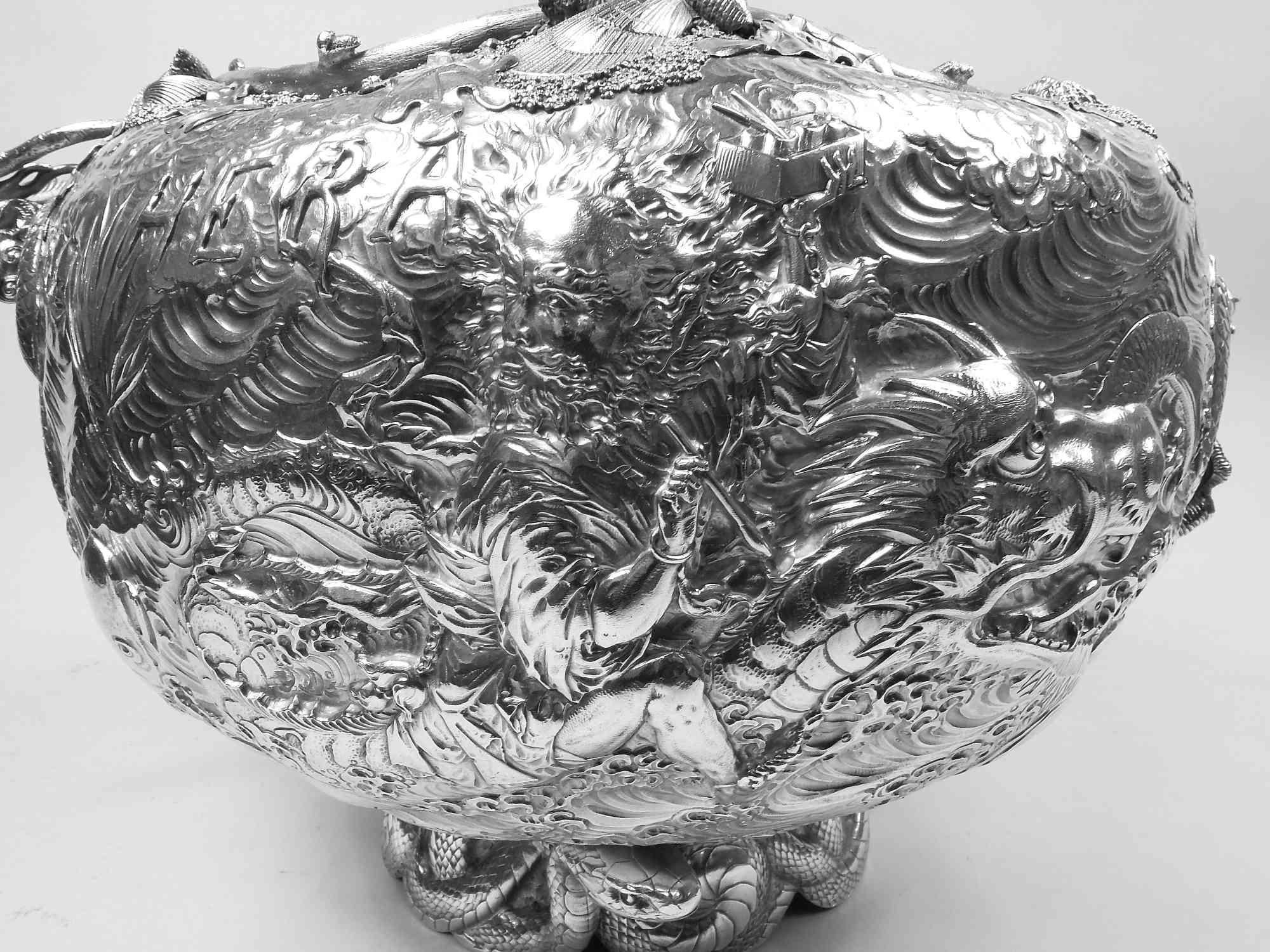 American Gorgeous Museum-Quality Gorham Japonesque Yacht Trophy Bowl. 1884 For Sale