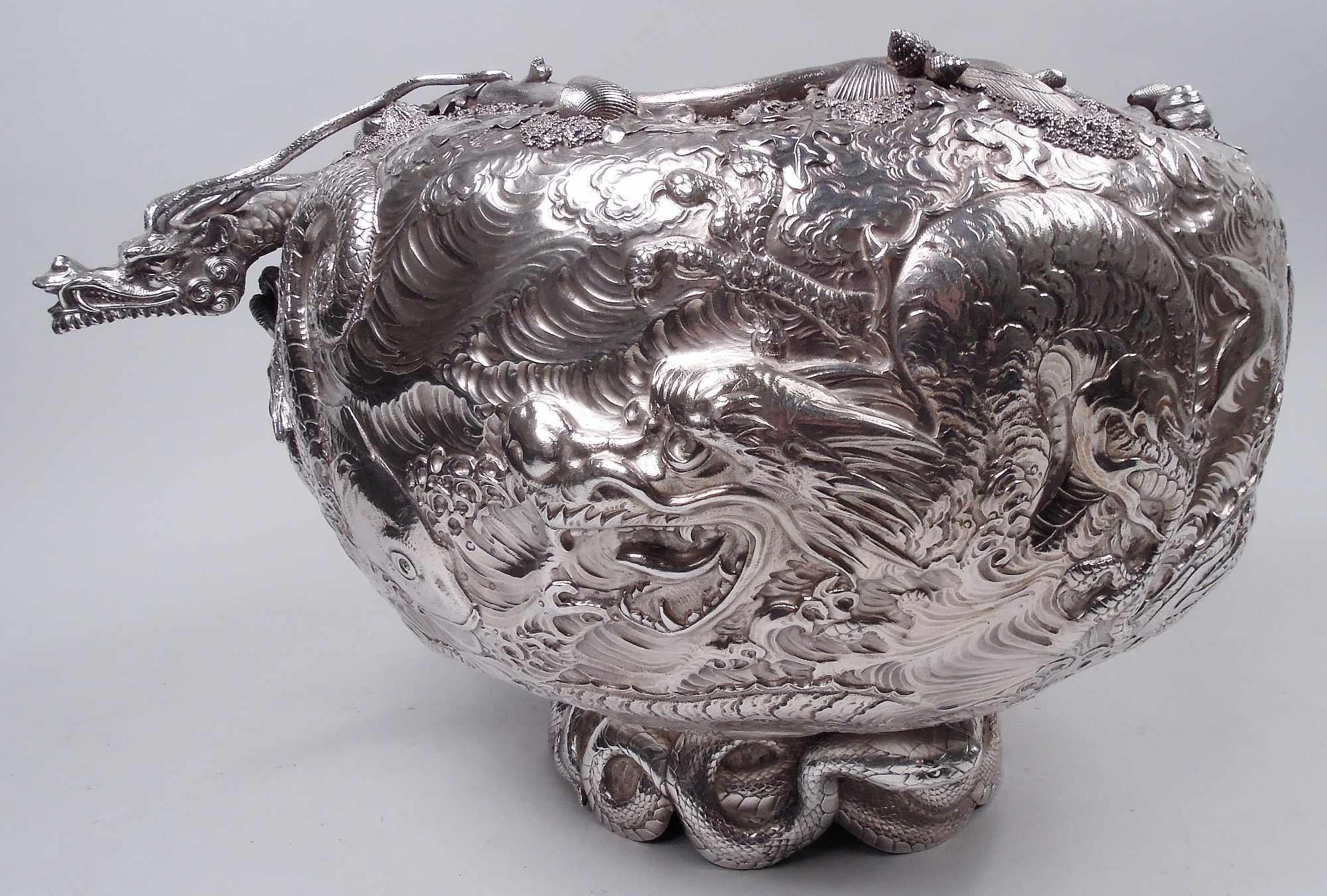 Late 19th Century Gorgeous Museum-Quality Gorham Japonesque Yacht Trophy Bowl. 1884 For Sale
