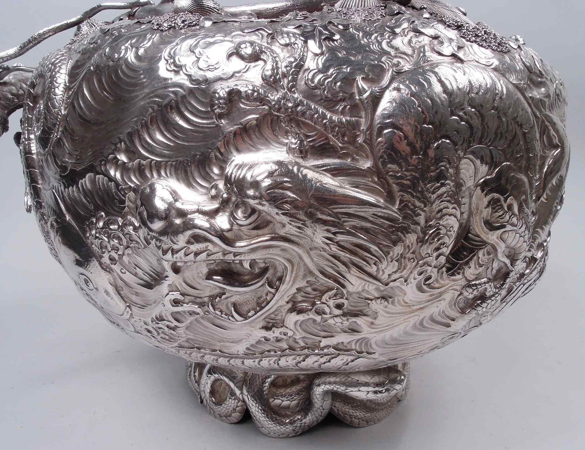 Sterling Silver Gorgeous Museum-Quality Gorham Japonesque Yacht Trophy Bowl. 1884 For Sale