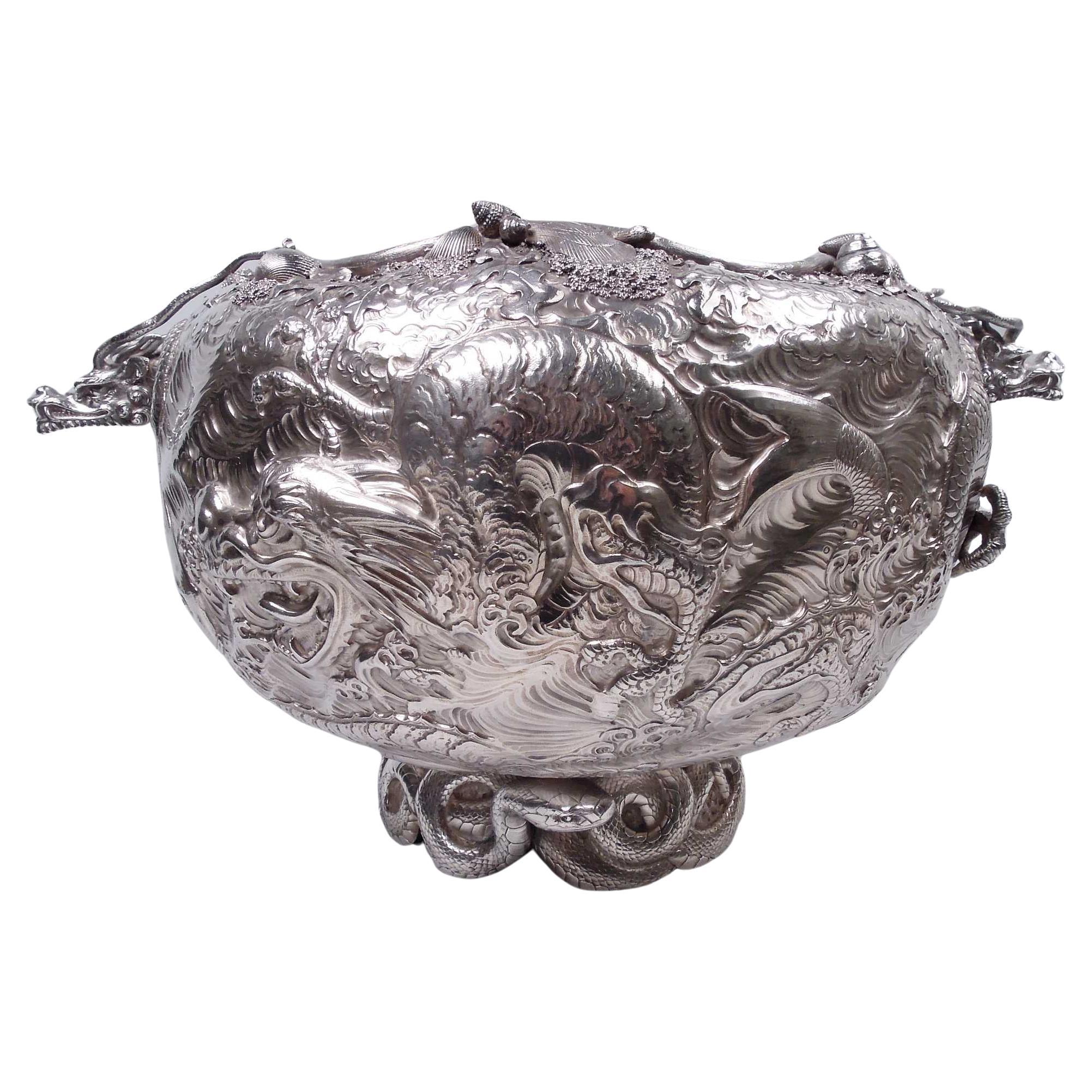 Gorgeous Museum-Quality Gorham Japonesque Yacht Trophy Bowl. 1884 For Sale