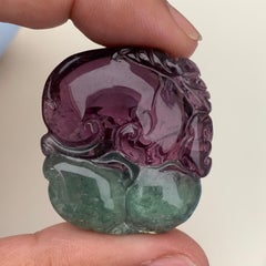 Gorgeous Natural Bi Color Tourmaline Carving Huge 107.65 Carat Jewelry Making