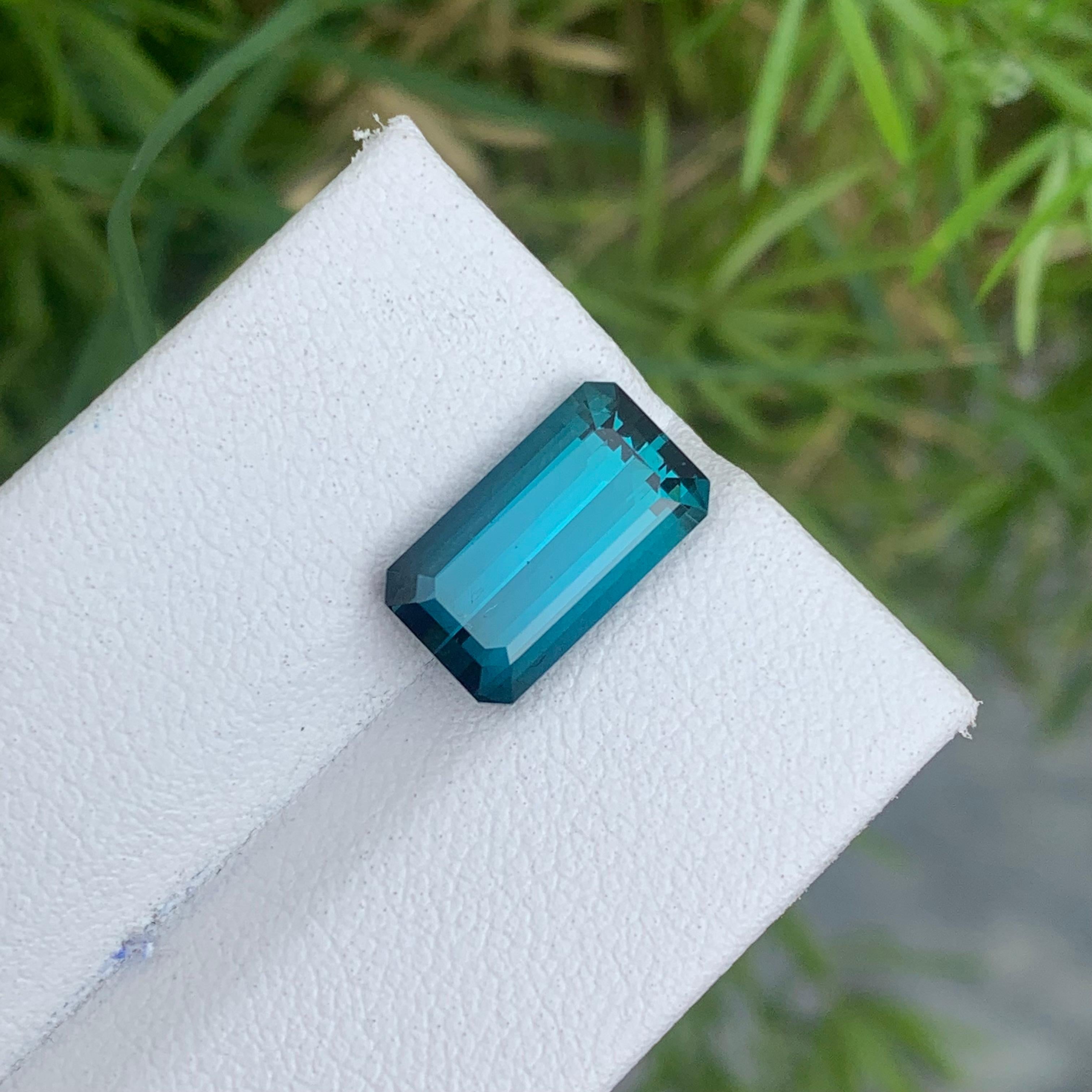 Women's or Men's Gorgeous Natural Blue Indicolite Tourmaline Emerald Cut Gemstone Afghan Mine