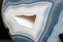 Gorgeous Natural Blue Lace Agate Heart, White Galaxy Amethyst Druzy Center