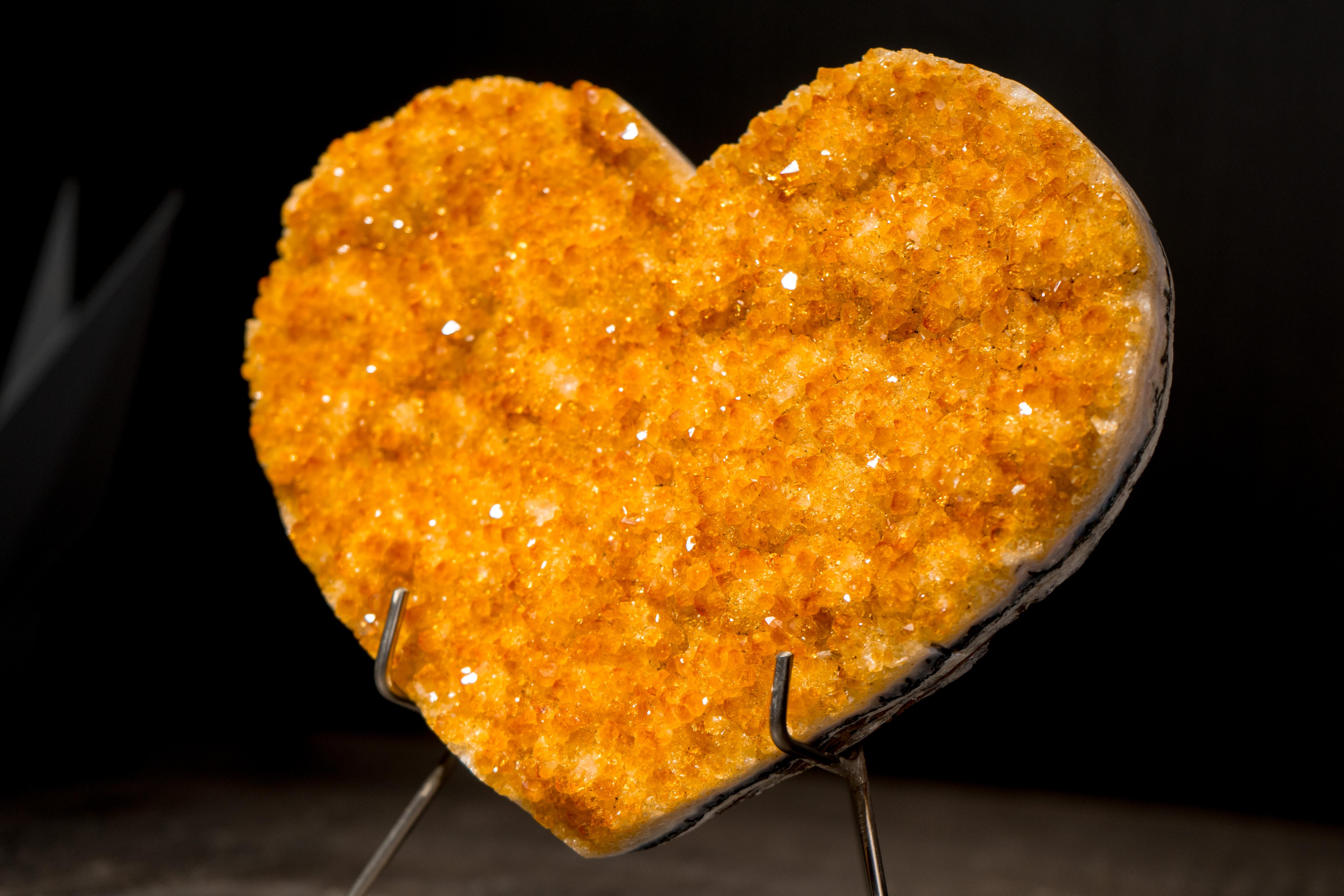 Citrine Heart with Shiny Intense Yellow Druzy

▫️ Description

A beautiful, high-quality, and rather unique Citrine Heart that brings a mix of special qualities, such as sparkly druzy and a gorgeous yellow color tone. Definitely a specimen to add