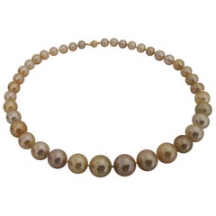 Gorgeous Natural Color and Very High Luster South Sea Pearls Necklace