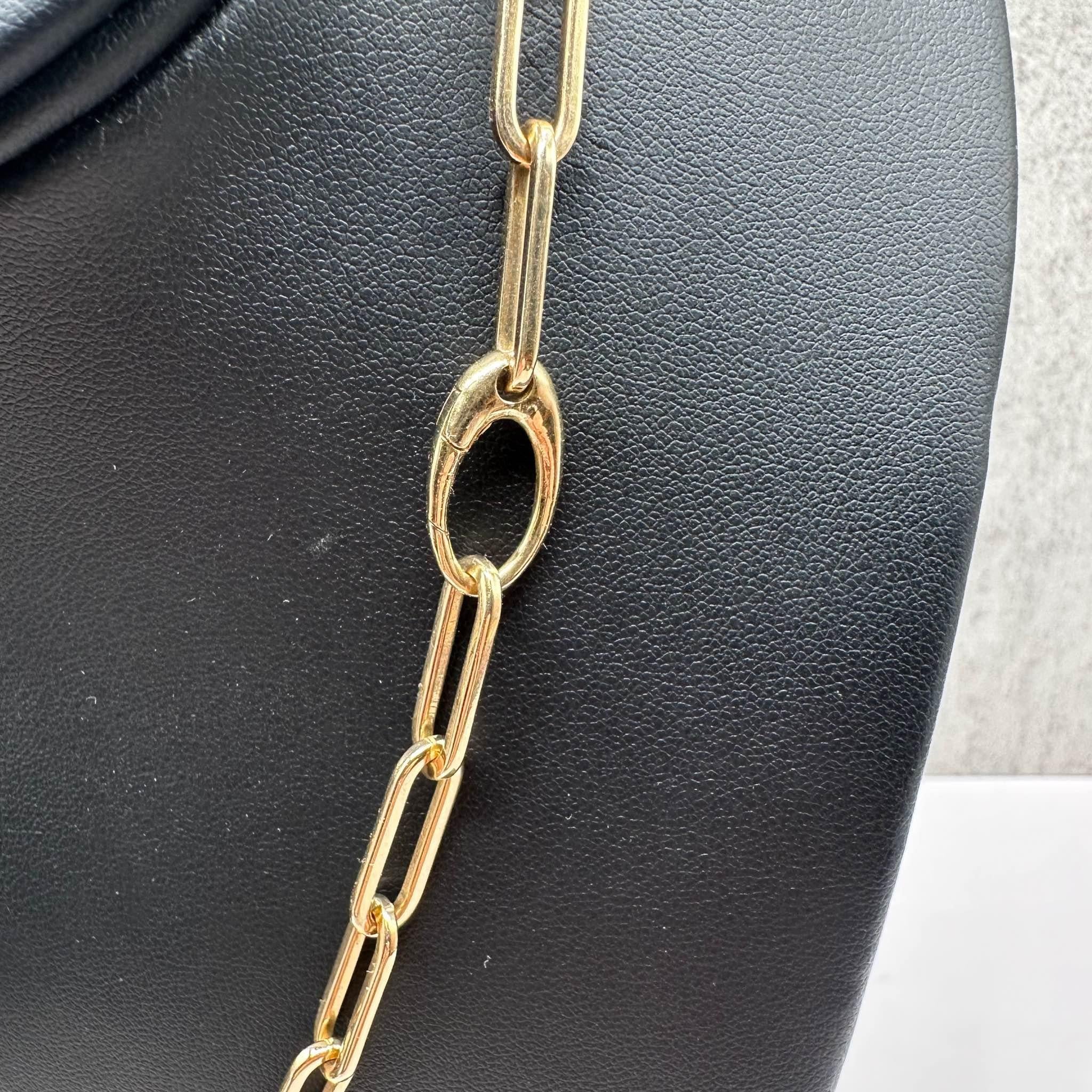 Superbe collier lariat Paperclip en or jaune 14 carats avec diamants naturels - 2 carats Pour femmes en vente