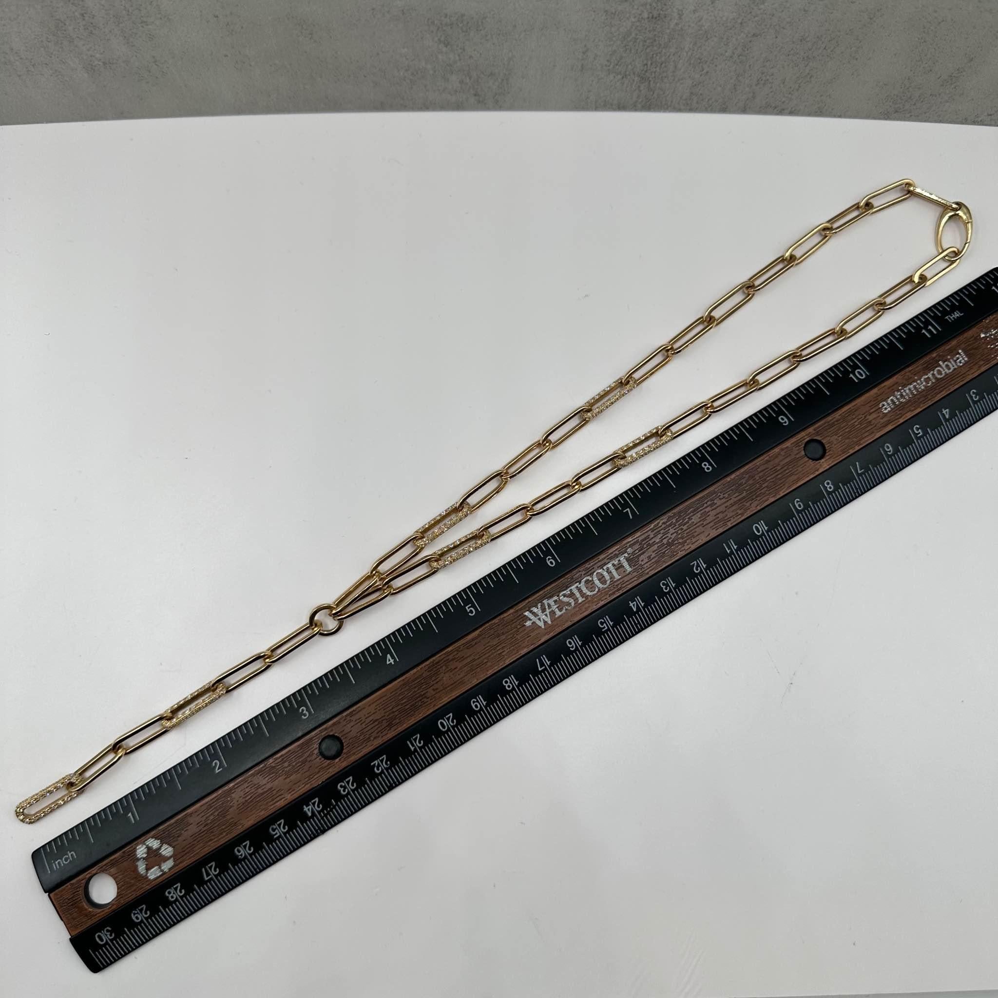 Superbe collier lariat Paperclip en or jaune 14 carats avec diamants naturels - 2 carats en vente 2