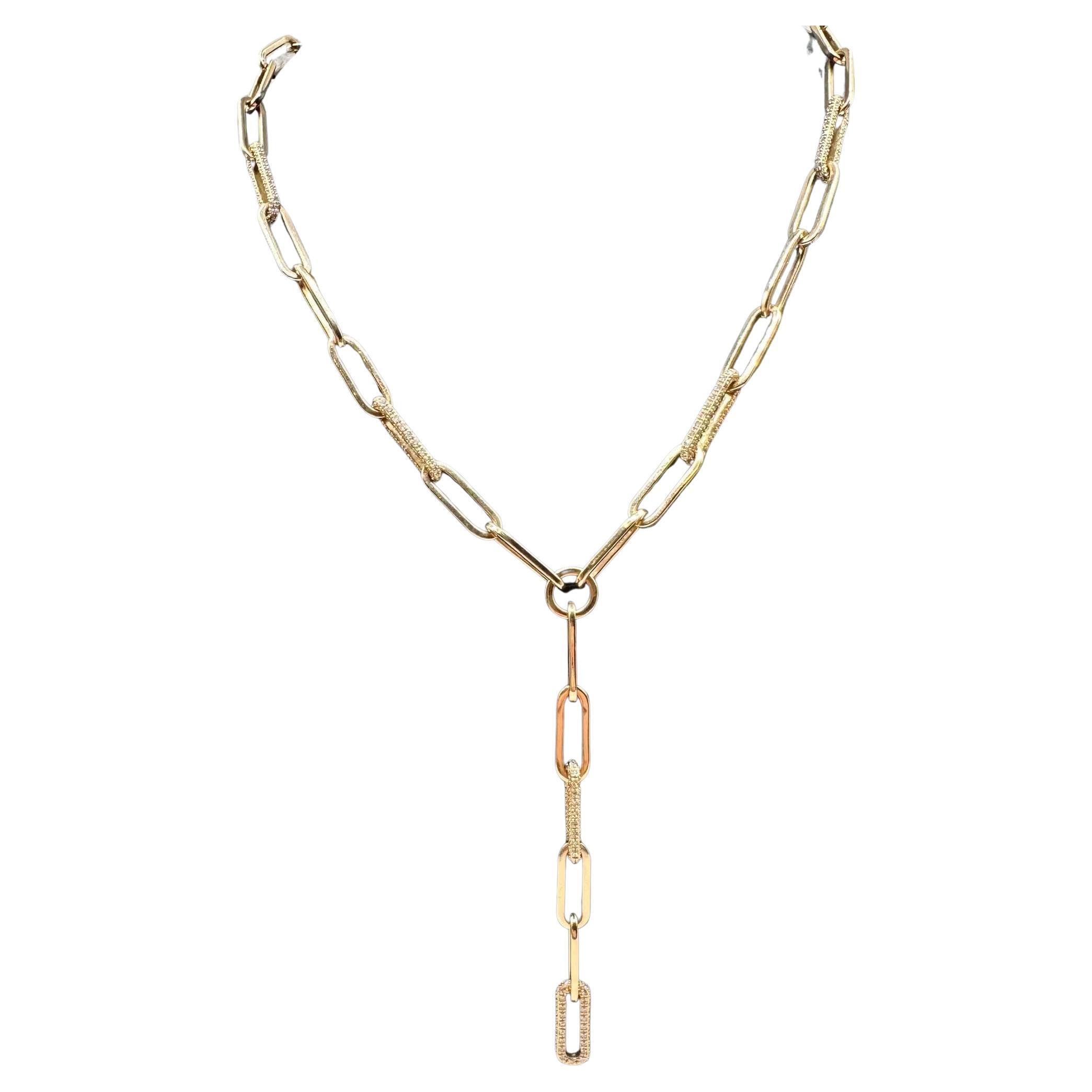 Gorgeous Natural Diamond Paperclip Lariat Necklace in 14kt Yellow Gold - 2ctw