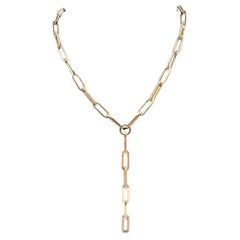 Gorgeous Natural Diamond Paperclip Lariat Necklace in 14kt Yellow Gold - 2ctw