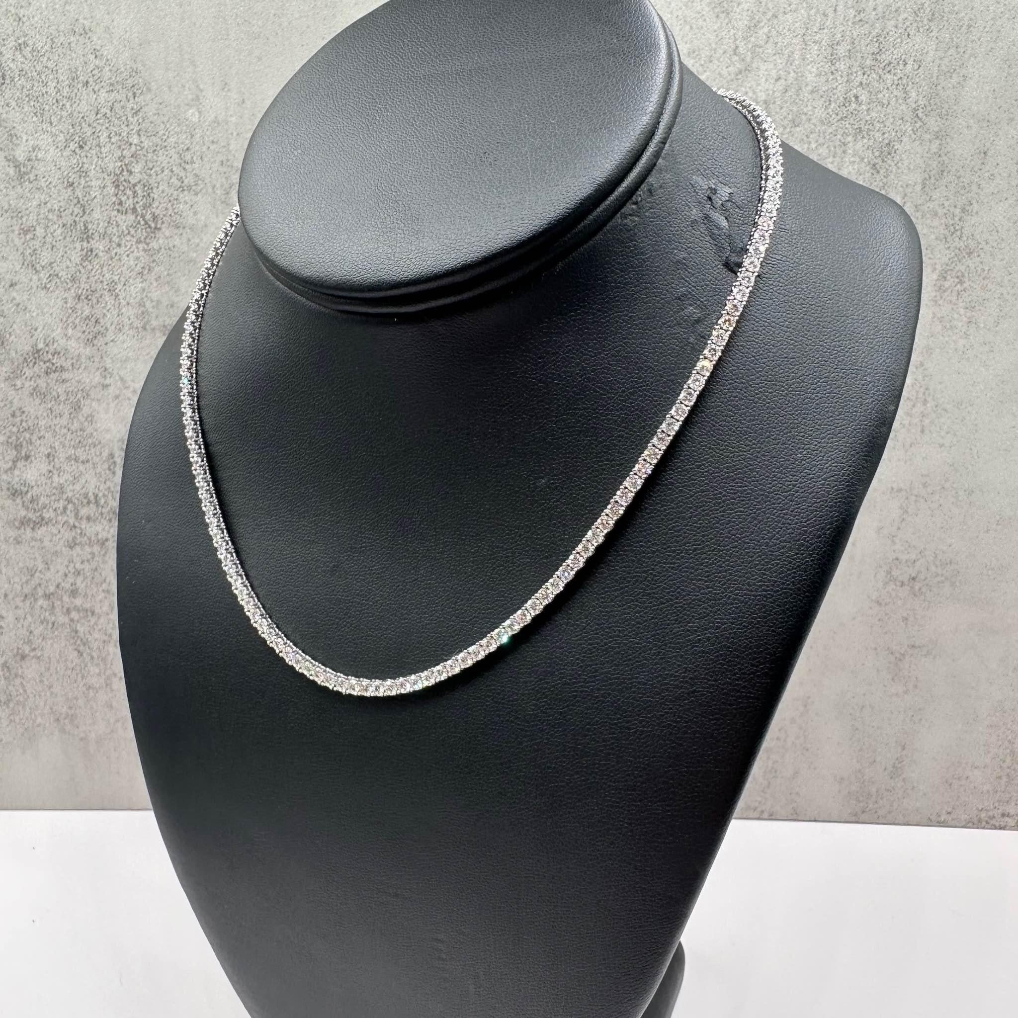 Round Cut Gorgeous Natural Diamond Tennis Necklace in 14kt White Gold - 9.12ctw Diamonds