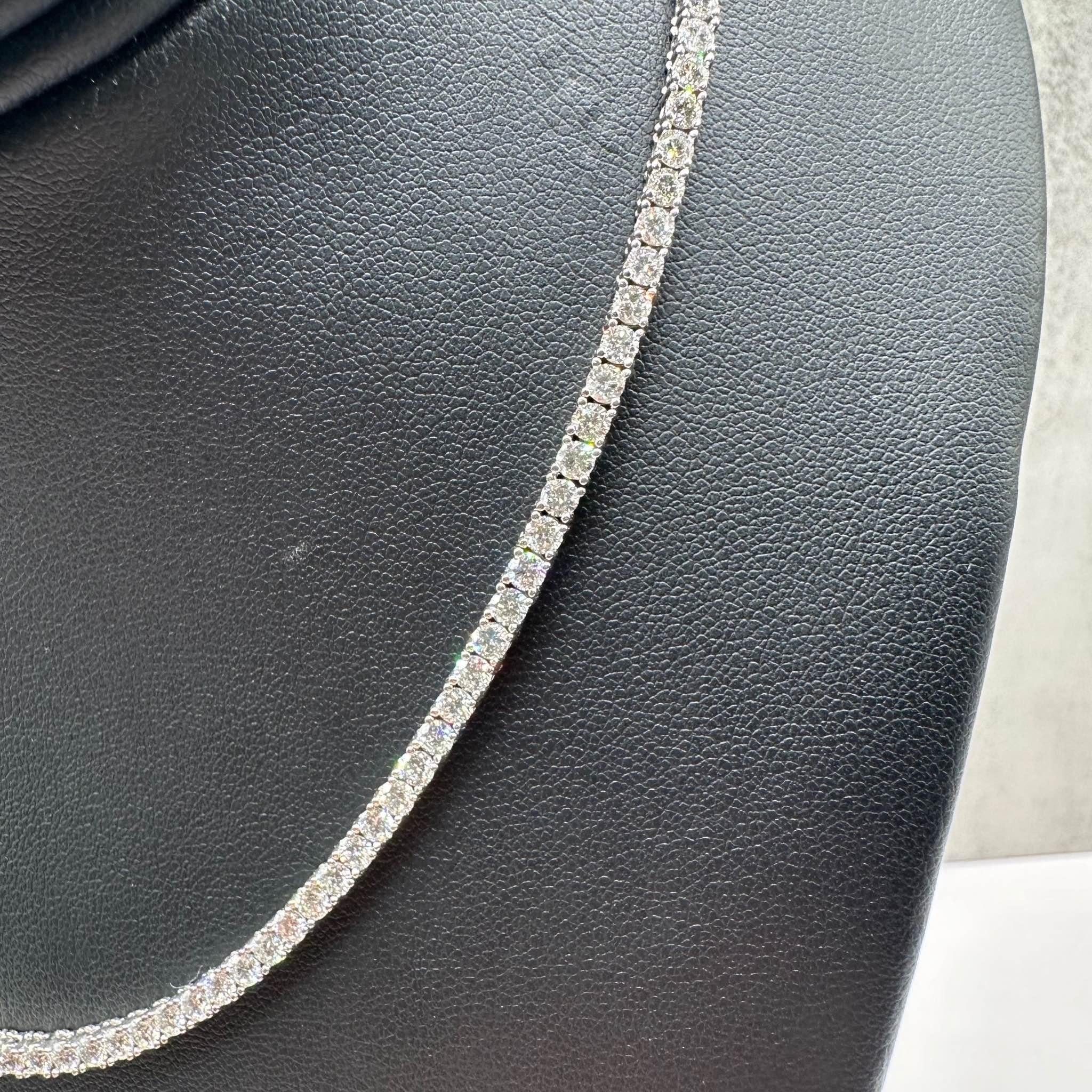 Women's Gorgeous Natural Diamond Tennis Necklace in 14kt White Gold - 9.12ctw Diamonds