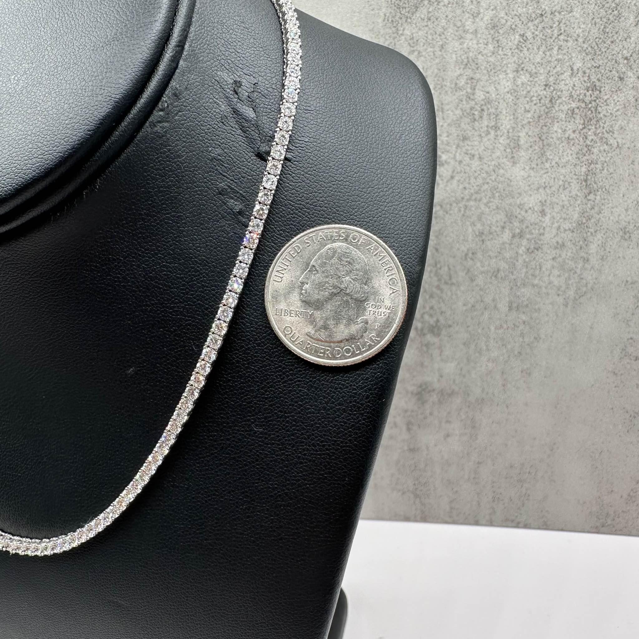 Gorgeous Natural Diamond Tennis Necklace in 14kt White Gold - 9.12ctw Diamonds 2
