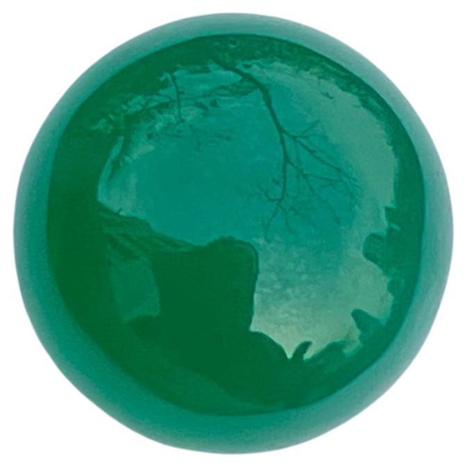 Gorgeous Natural Green Agate Gemstone 6.75 Carats Round Shape Cabochon Cut