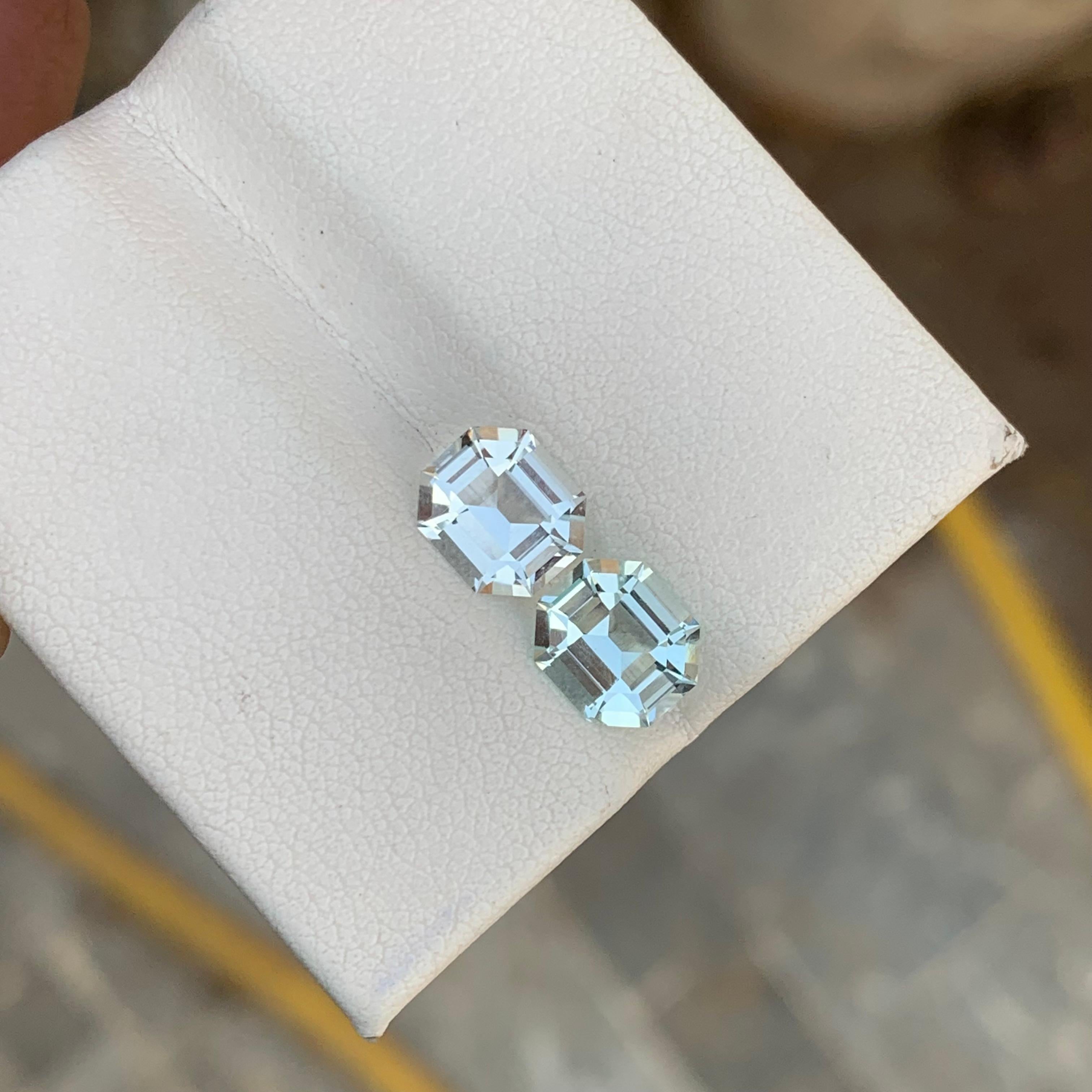 Gorgeous Natural Loose Aquamarine Pair For Earrings Jewelry 3.05 Carats  7