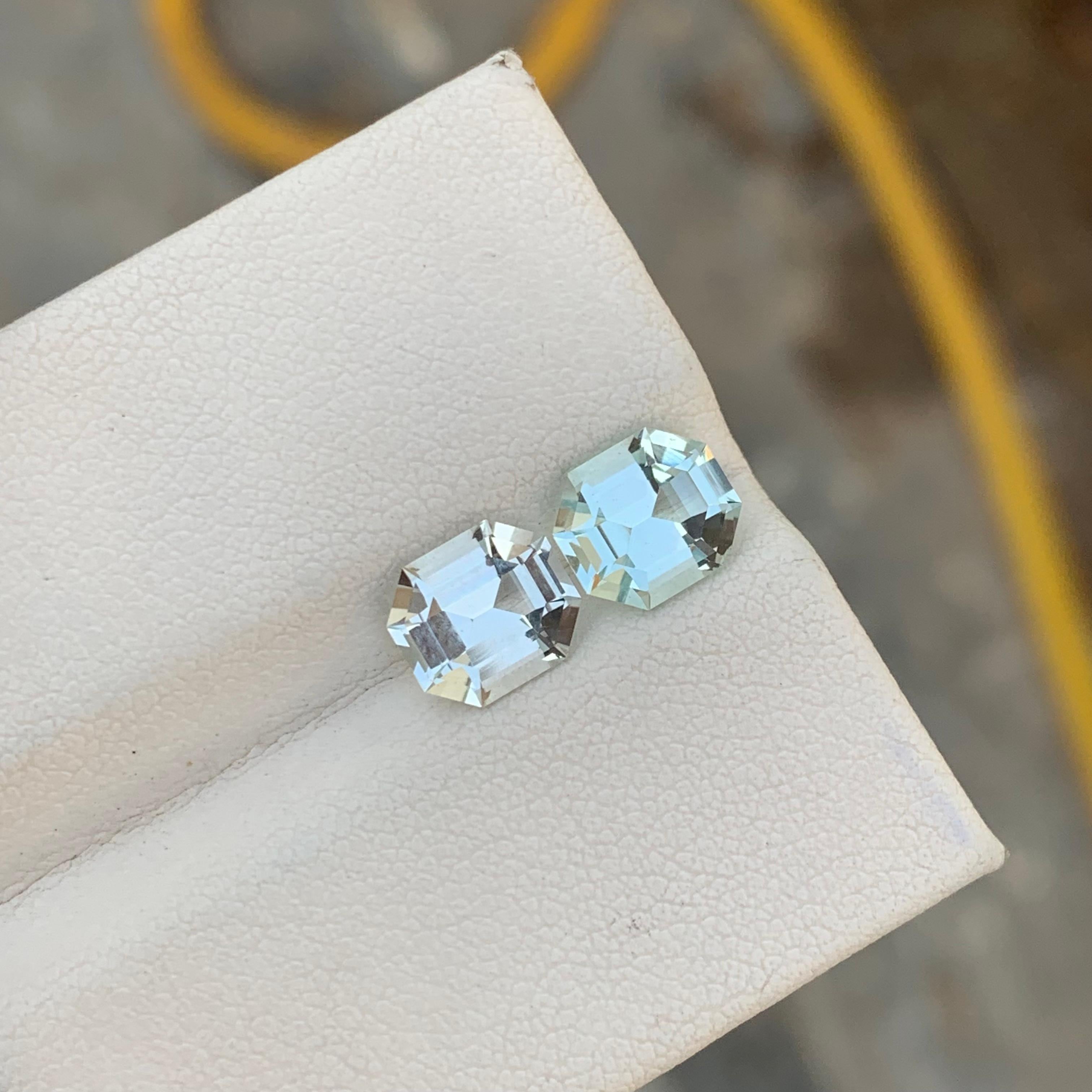 Gorgeous Natural Loose Aquamarine Pair For Earrings Jewelry 3.05 Carats  In New Condition In Peshawar, PK