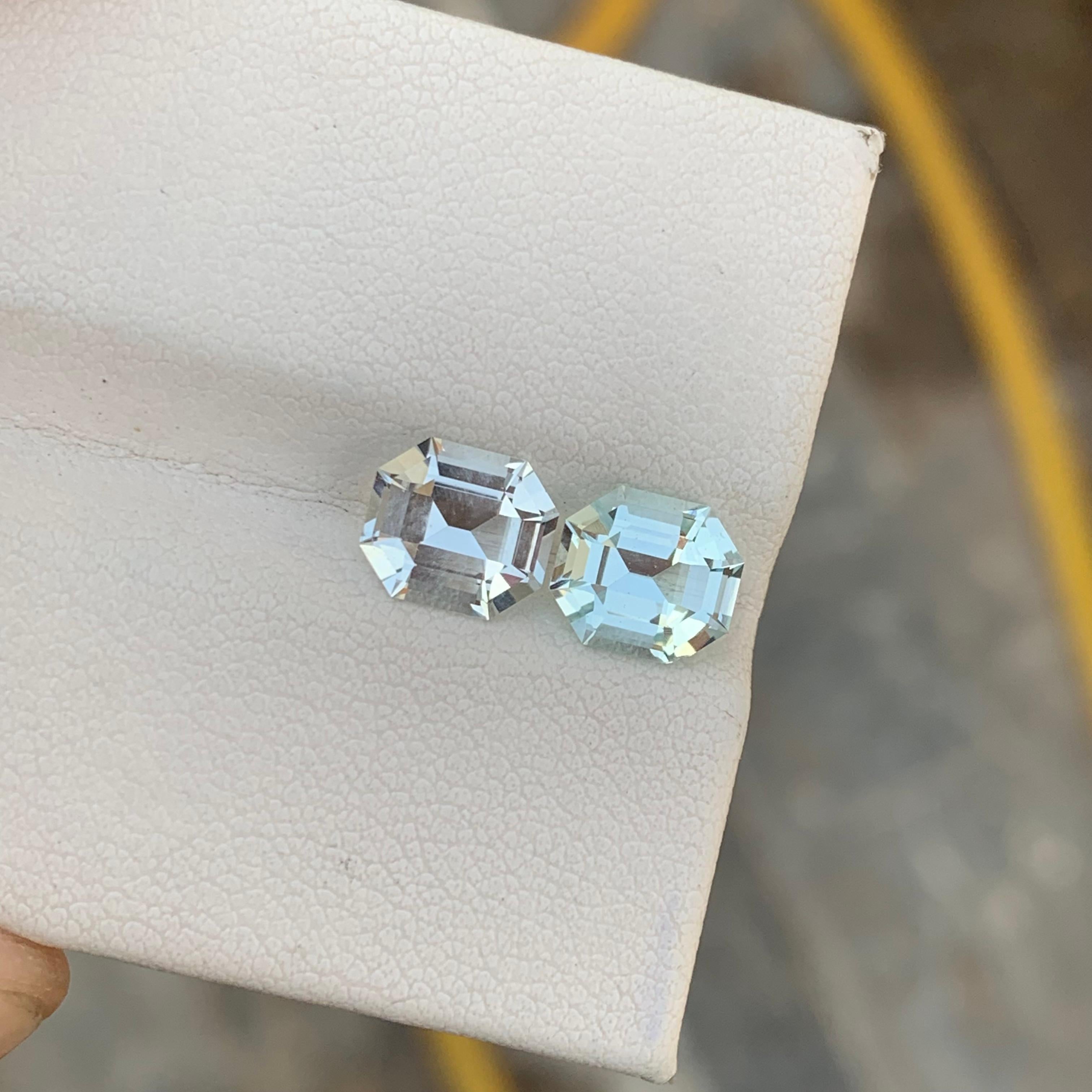 Gorgeous Natural Loose Aquamarine Pair For Earrings Jewelry 3.05 Carats  1