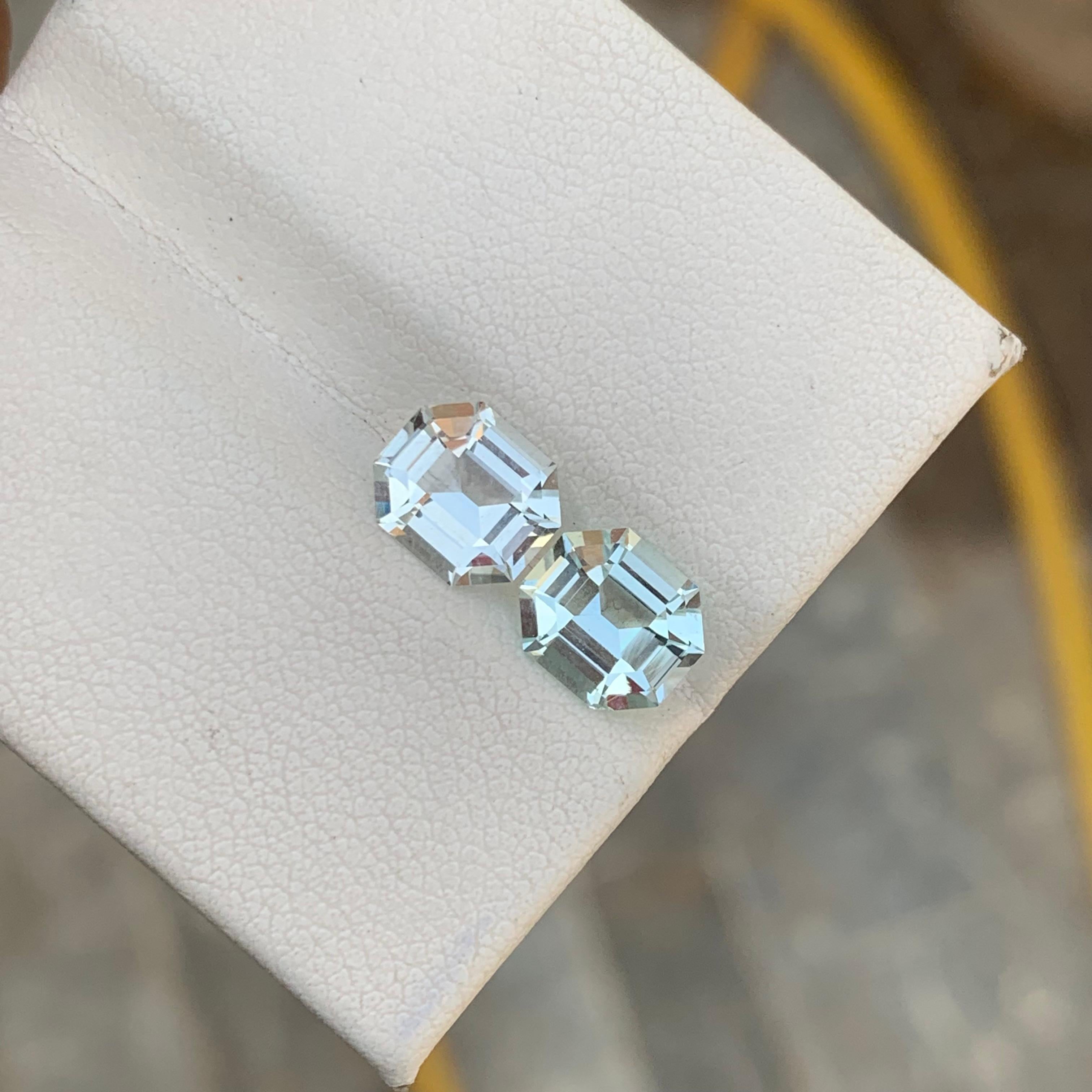 Gorgeous Natural Loose Aquamarine Pair For Earrings Jewelry 3.05 Carats  2