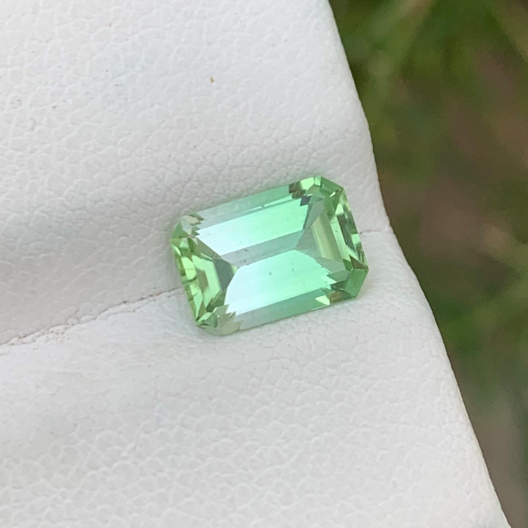 Gemstone Type : Tourmaline
Weight : 2.0 Carats
Dimensions : 9.2x6.4x4.3 Mm
Origin : Kunar Afghanistan
Clarity : Eye Clean
Shape: Emerald
Color: Mintgreen
Certificate: On Demand
Basically, mint tourmalines are tourmalines with pastel hues of light