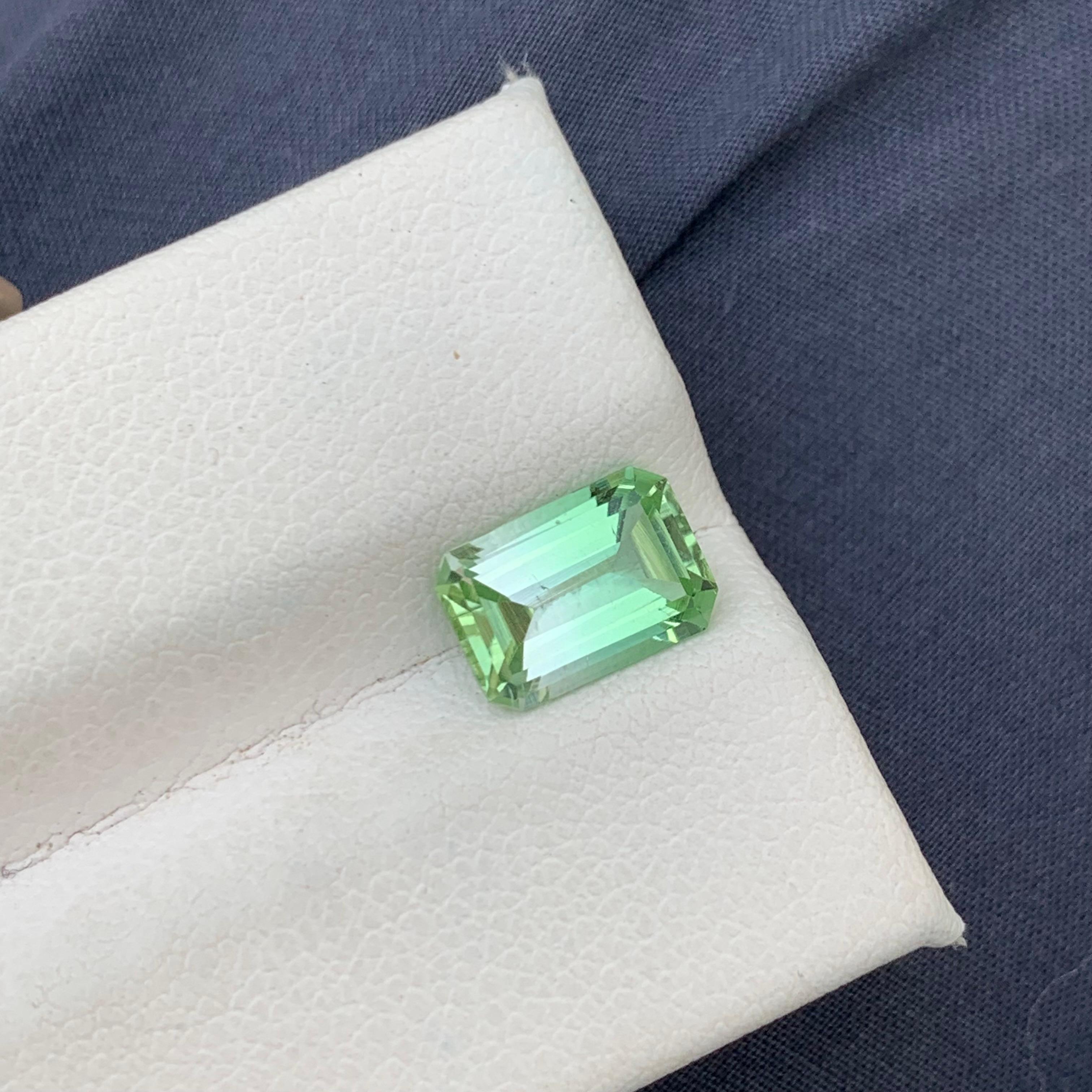 Gorgeous Natural Loose Mint Green Tourmaline Emerald Cut Ring Gemstone 2.0 Carat For Sale 1