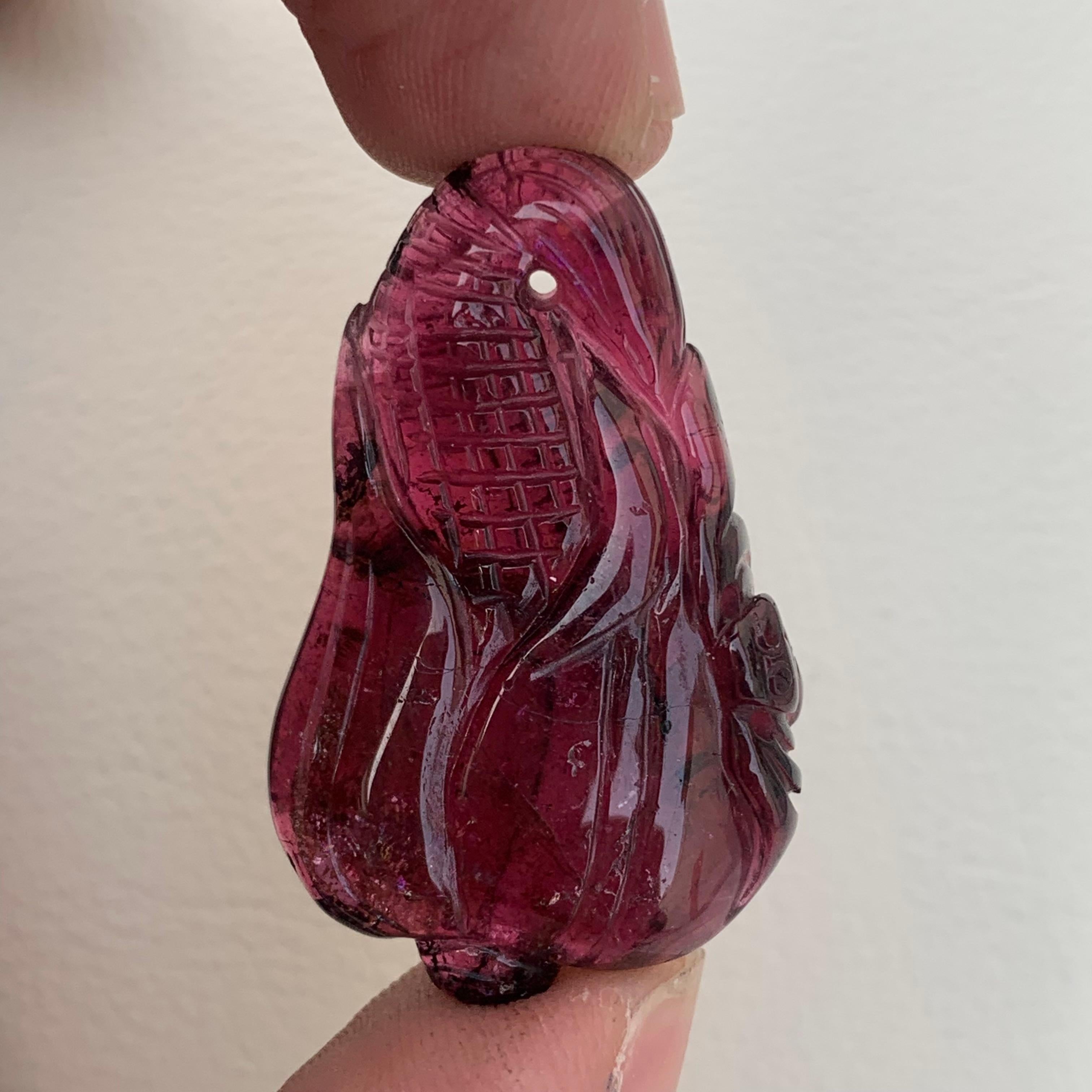 Rough Cut Gorgeous Natural Tourmaline Gemstone Drill Carving for Necklace Jewelry For Sale
