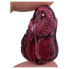 Used Gorgeous Natural Tourmaline Gemstone Drill Carving for Necklace Jewelry