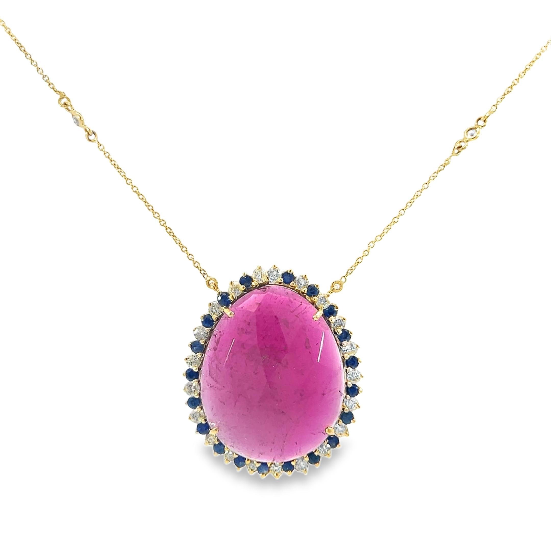 Precioso collar de turmalina natural con diamantes y zafiros