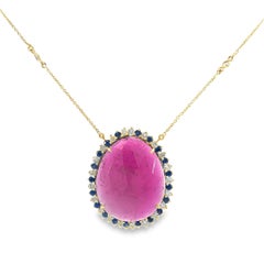 Precioso collar de turmalina natural con diamantes y zafiros