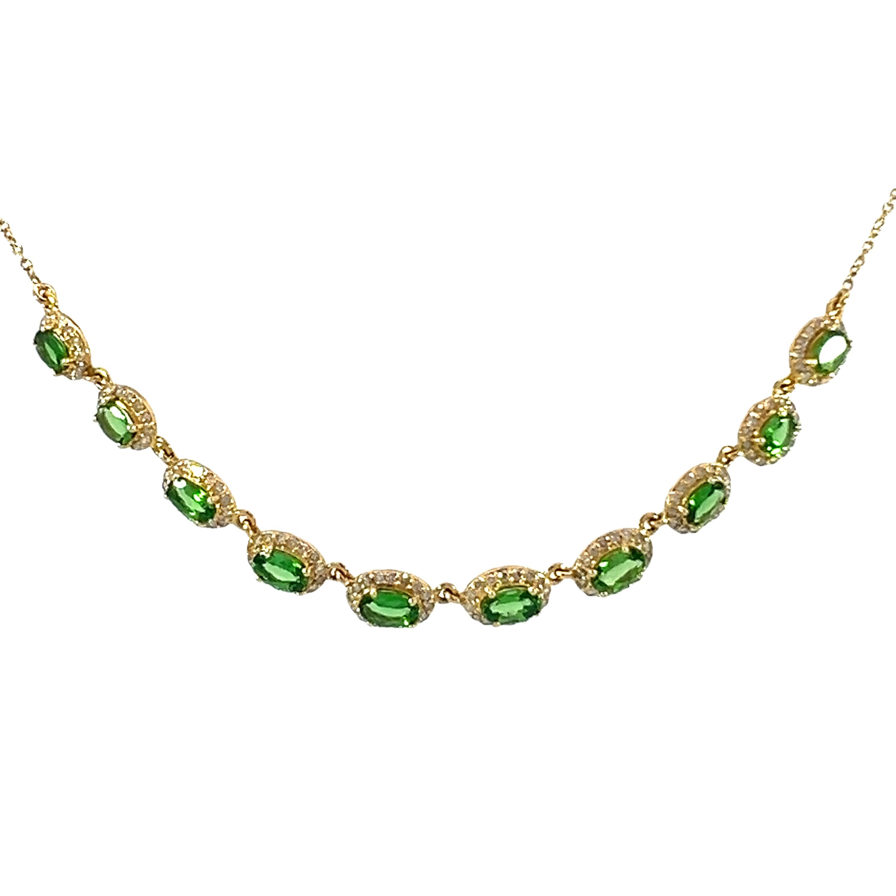 Precioso collar de tsavorita y diamantes naturales en Nuevo estado para la venta en New York, NY