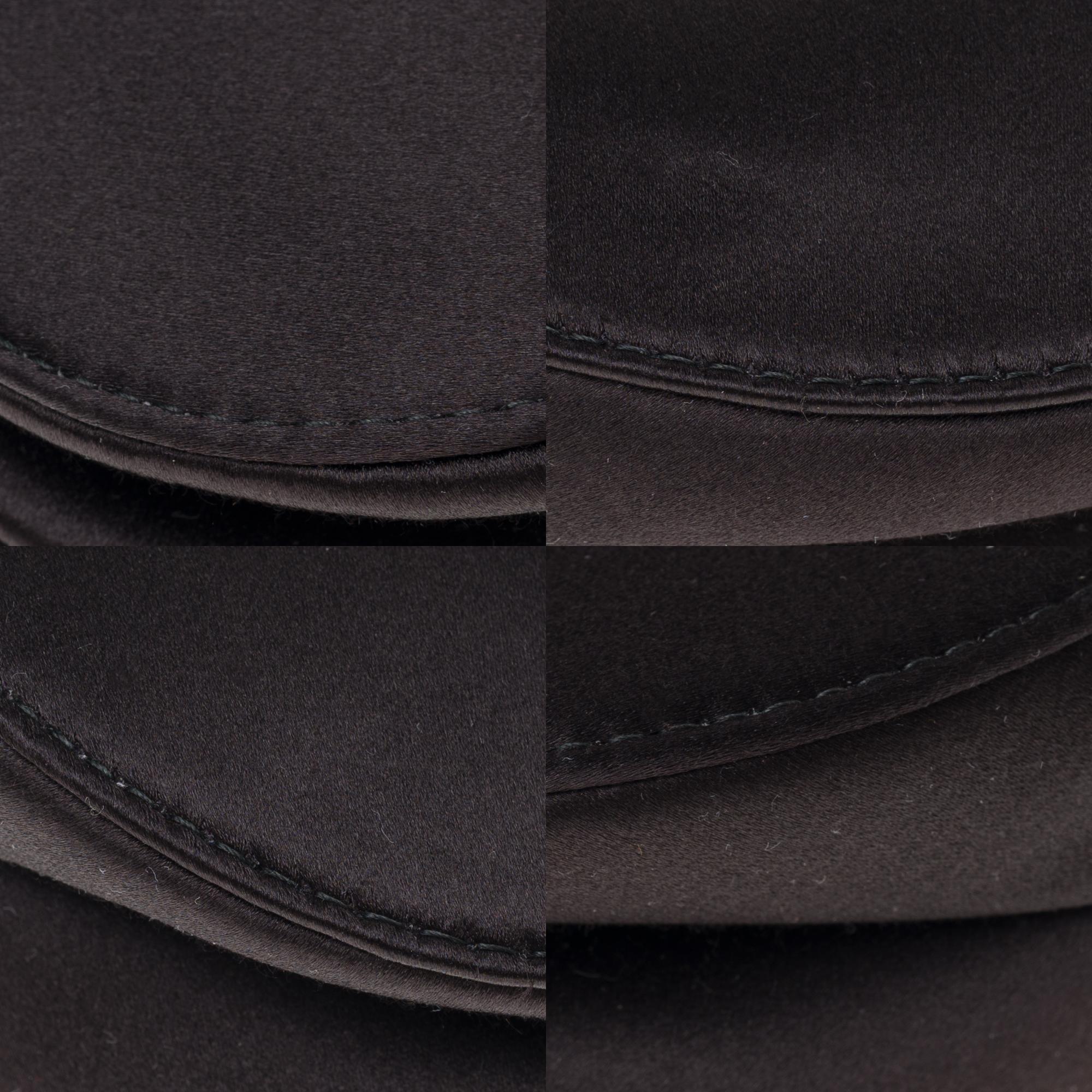 Gorgeous NEW Christian Dior Saddle bag in black satin, with rhinestones and GHW 3