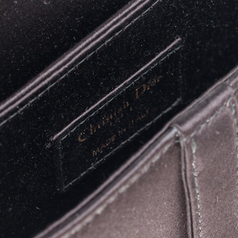 NEW Christian Dior Saddle bag in black satin, with rhinestones