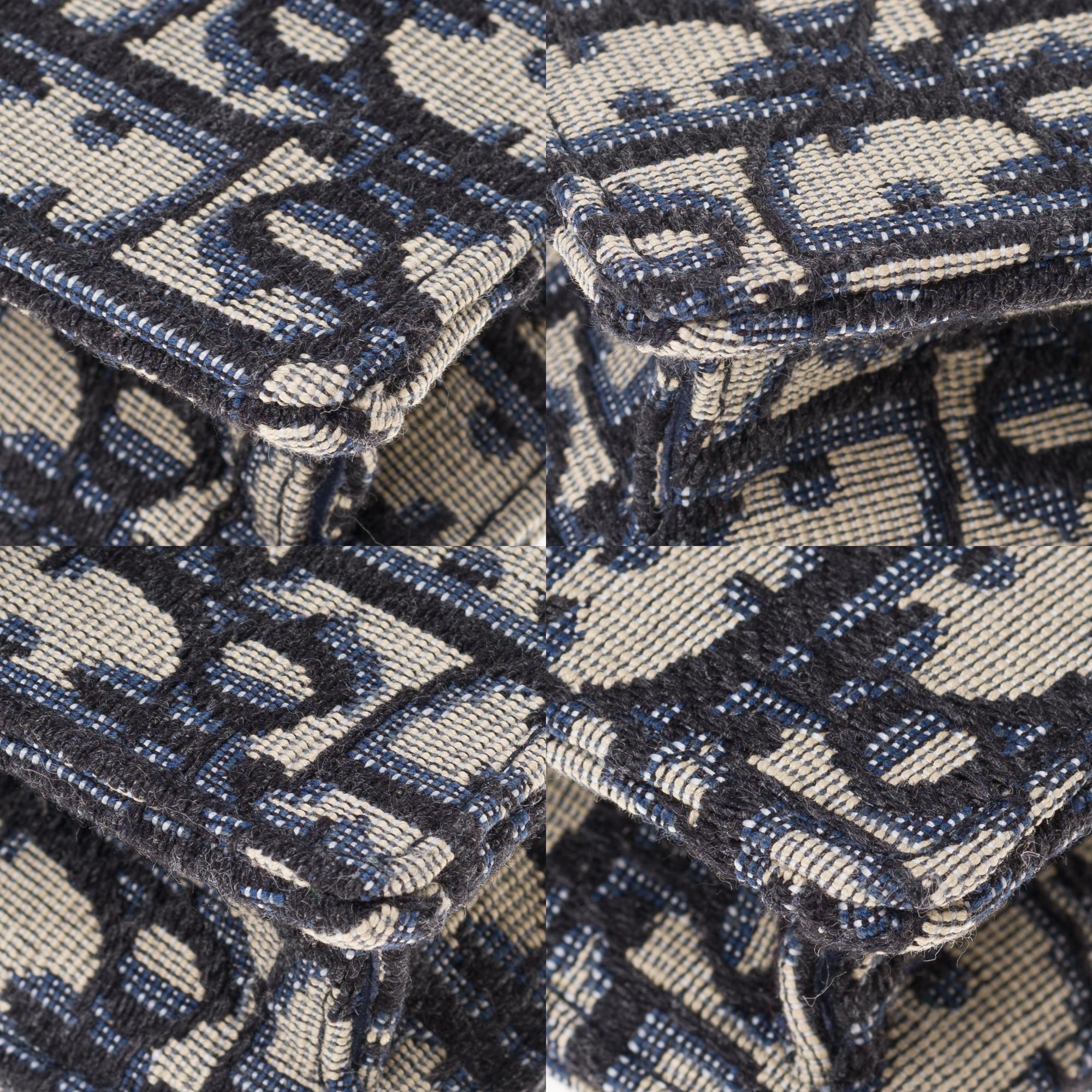 Gorgeous NEW Christian Dior Saddle belt bag in blue jacquard fabric and GHW 4
