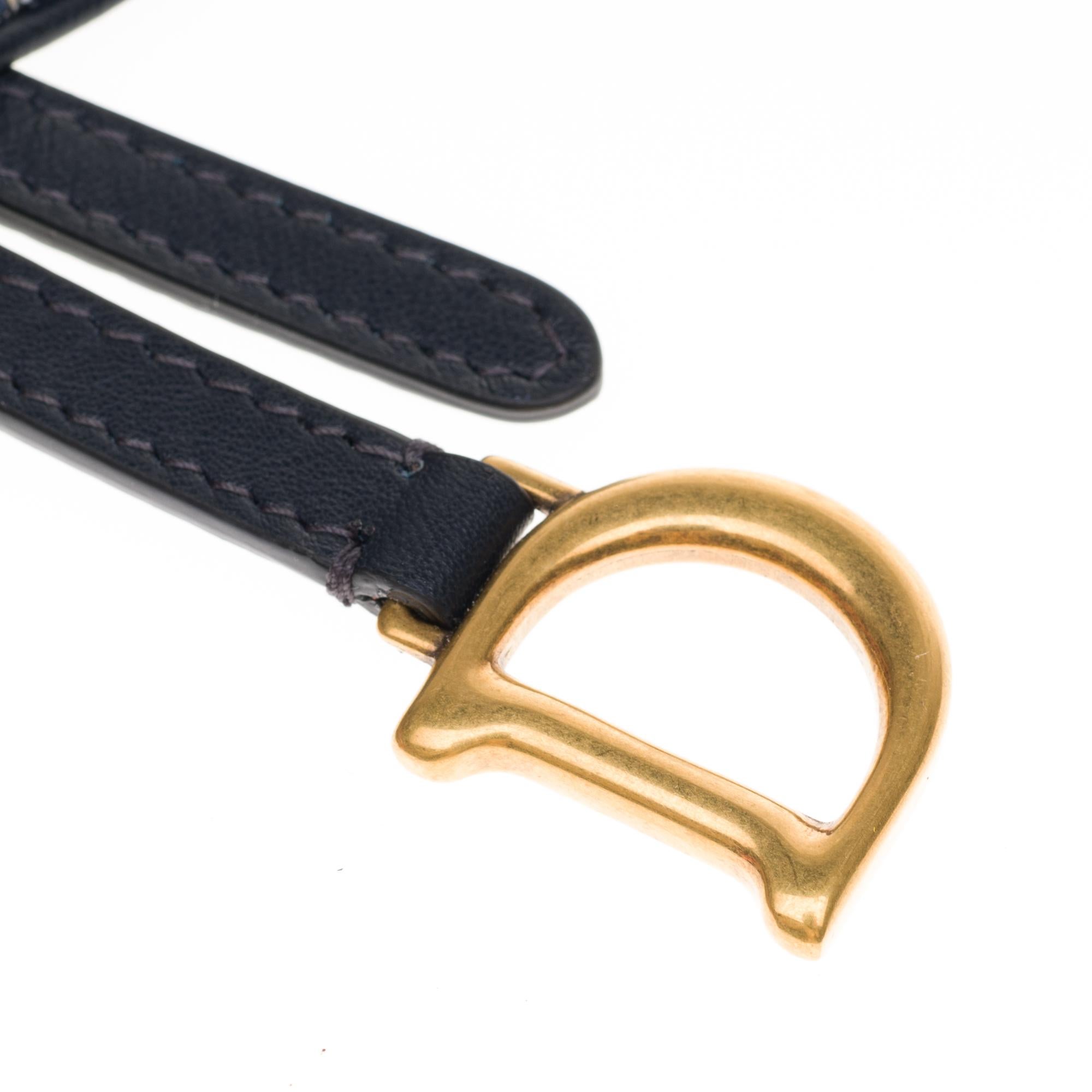 Gorgeous NEW Christian Dior Saddle belt bag in blue jacquard fabric and GHW 6