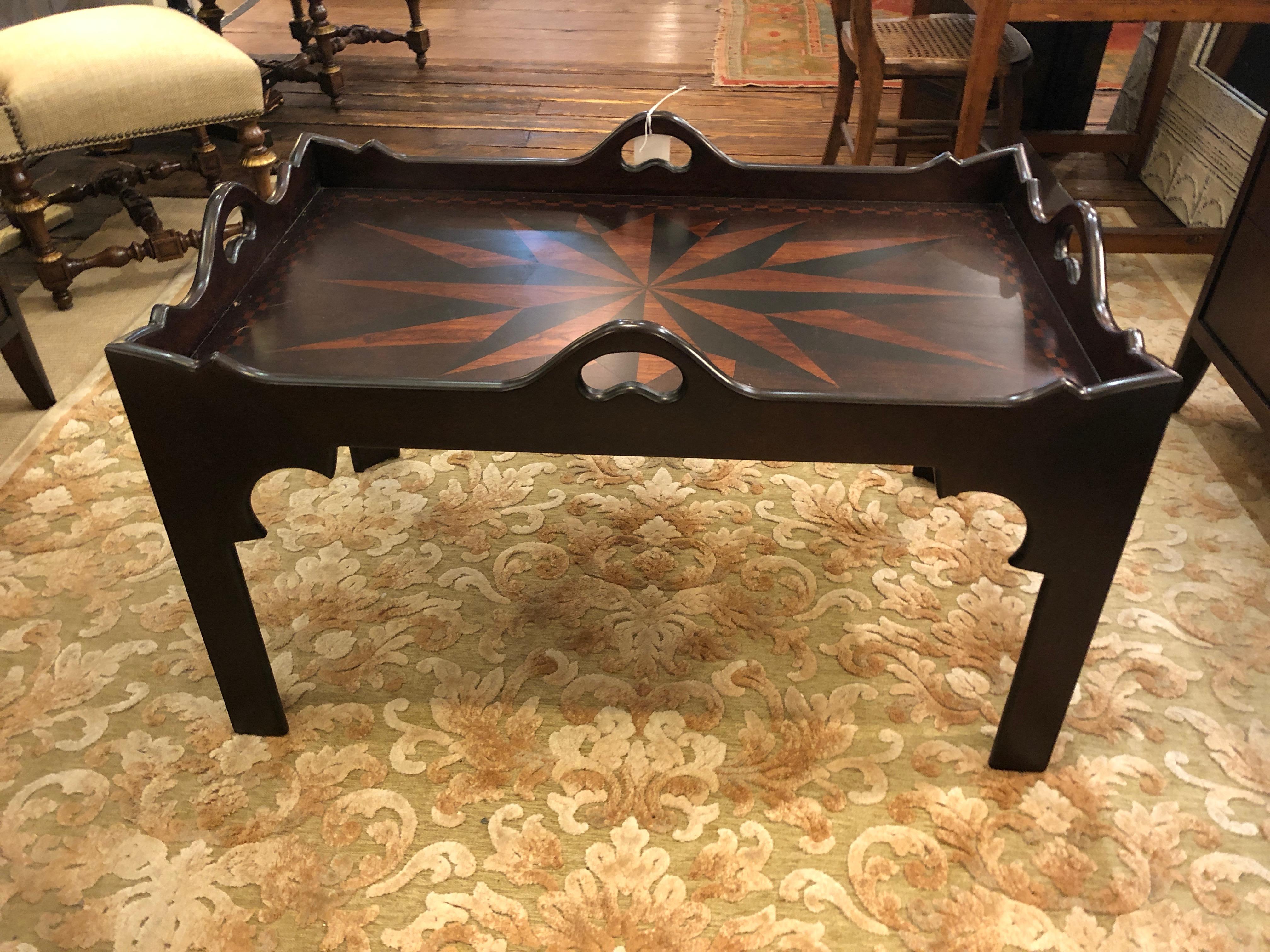Gorgeous Niermann Weeks Marquetry Coffee Table with Sunburst Design In Excellent Condition In Hopewell, NJ