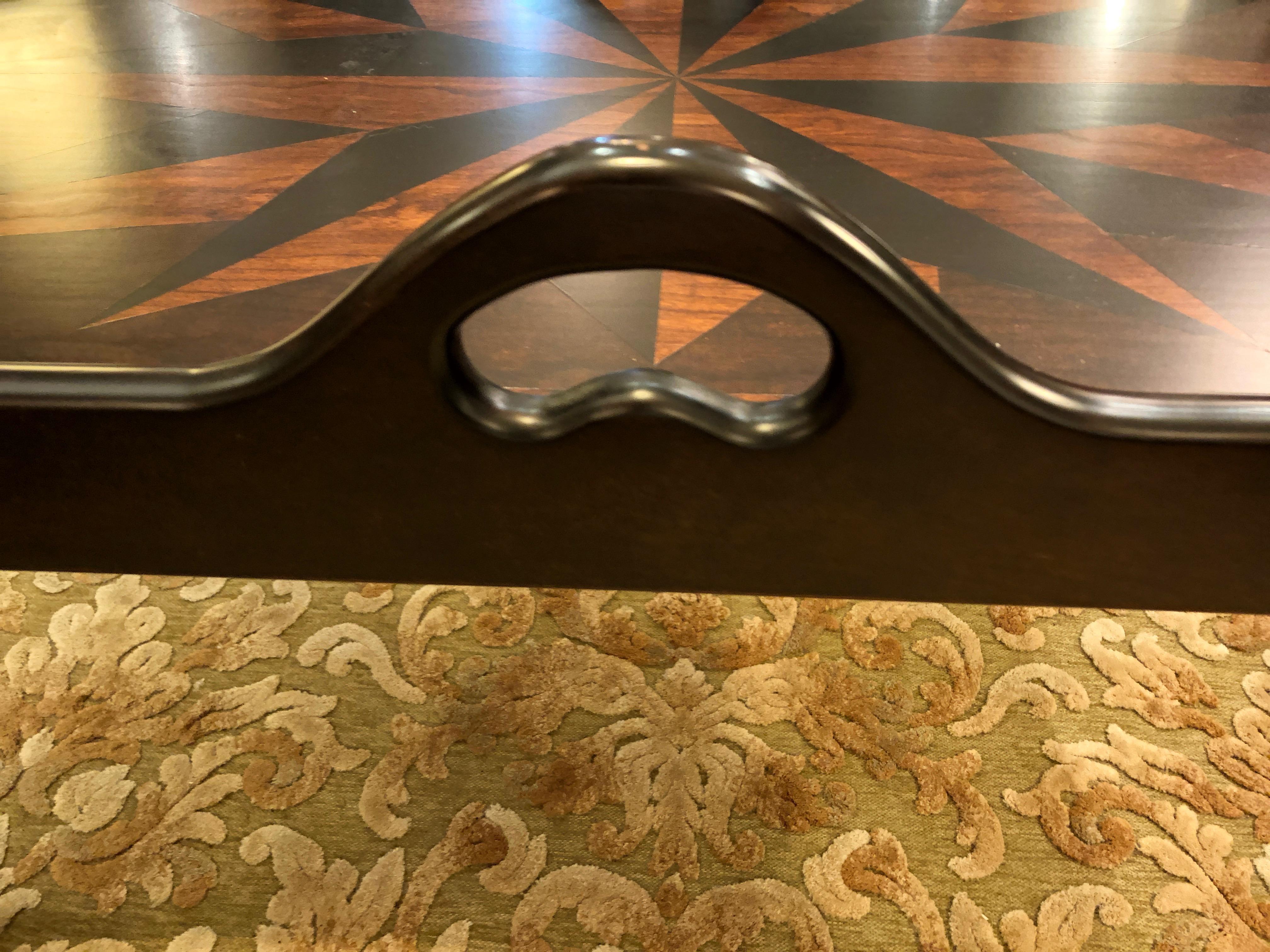 Contemporary Gorgeous Niermann Weeks Marquetry Coffee Table with Sunburst Design