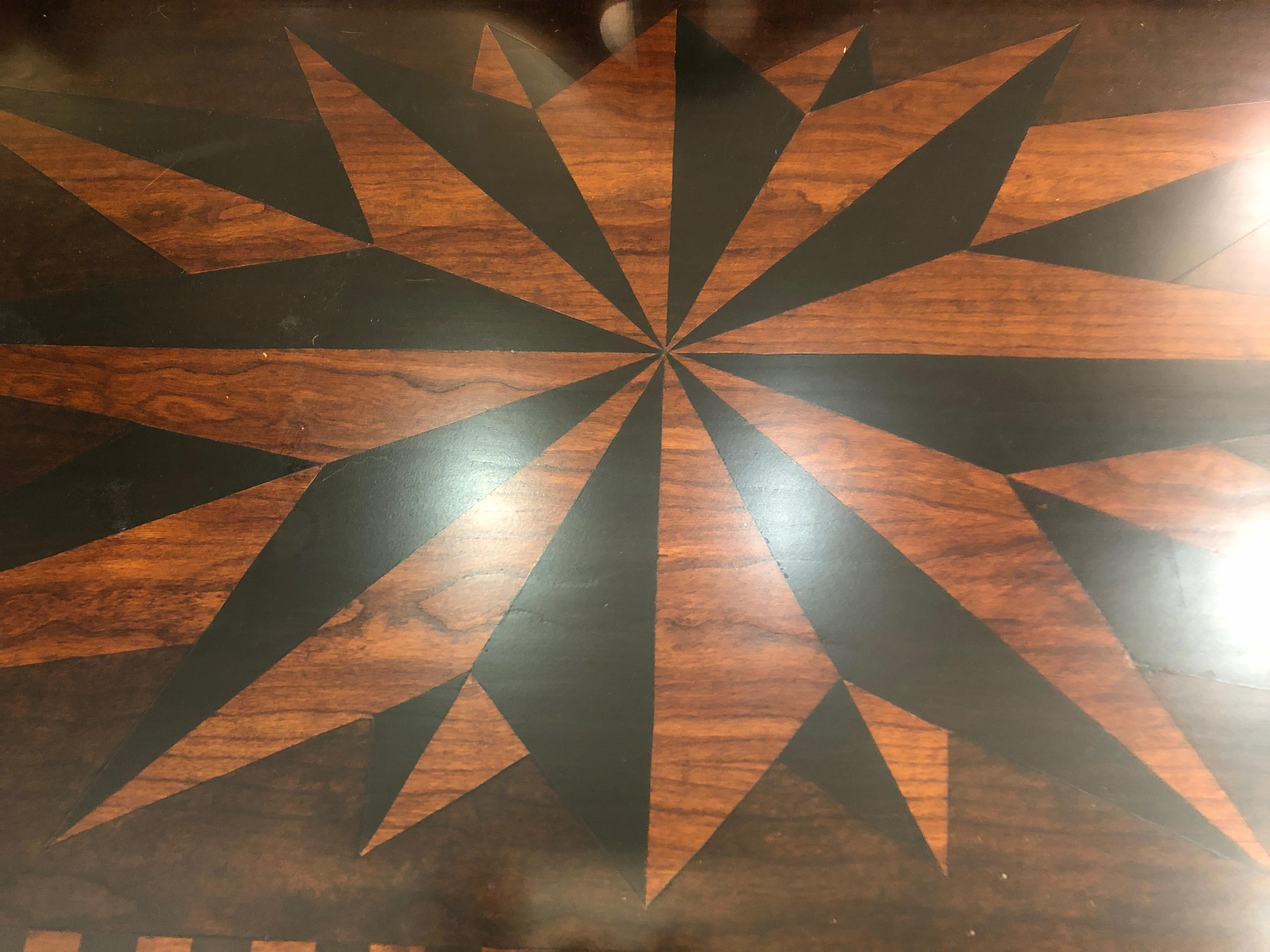 Mahogany Gorgeous Niermann Weeks Marquetry Coffee Table with Sunburst Design